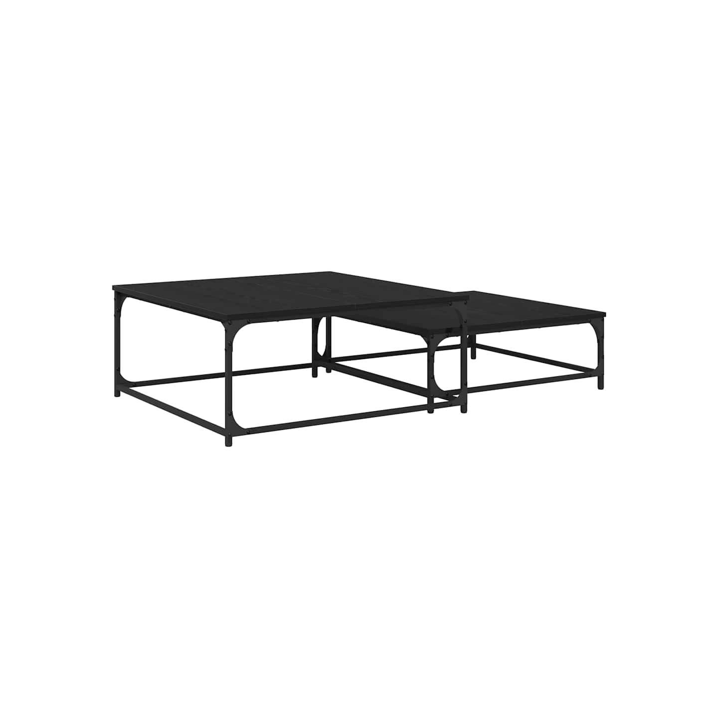 Table basse 2 pc Chêne noir 80 x 80 x 35 cm Bois d'ingénierie