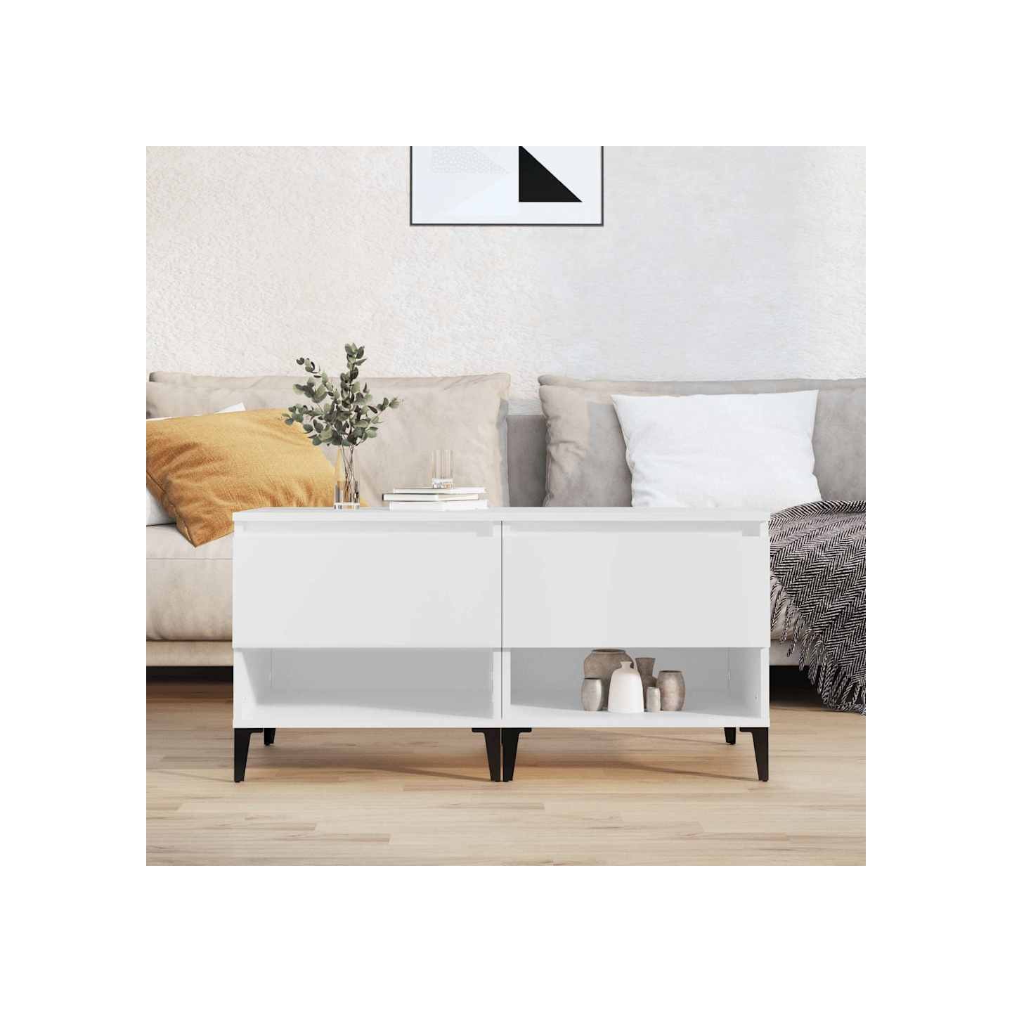 Tables d'appoint 2 pcs Blanc 50x46x50 cm Bois d’ingénierie