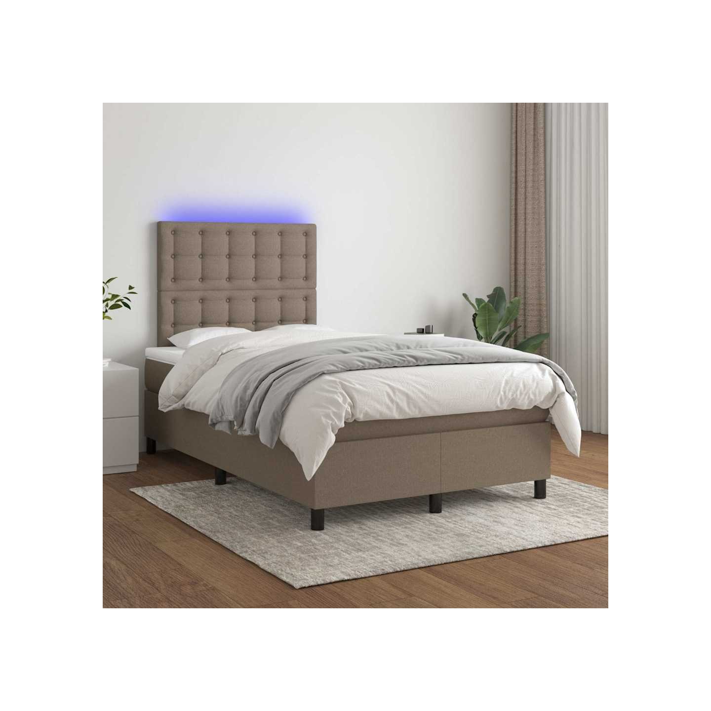 Sommier à lattes de lit avec matelas et LED Taupe 120x200 cm