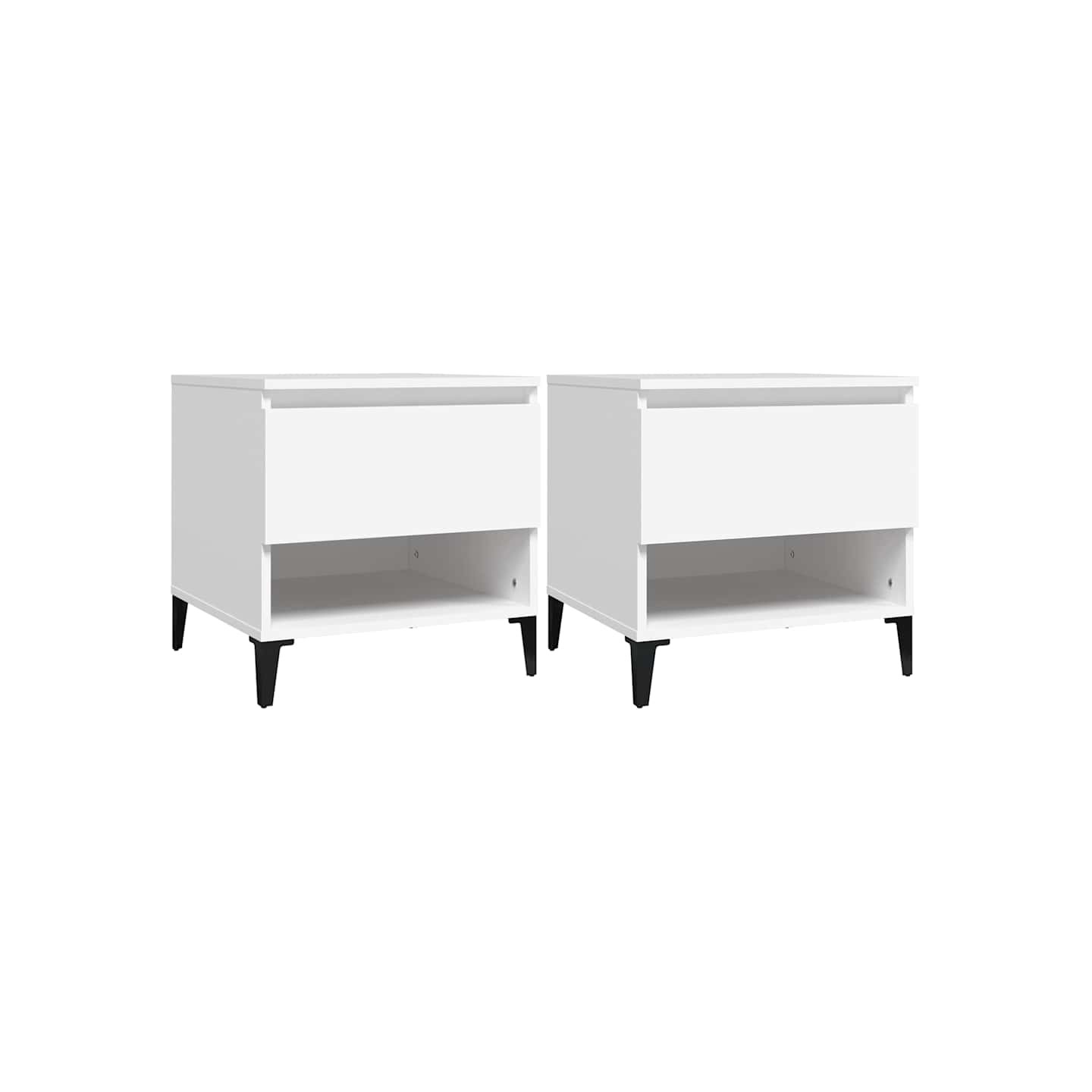 Tables d'appoint 2 pcs Blanc 50x46x50 cm Bois d’ingénierie