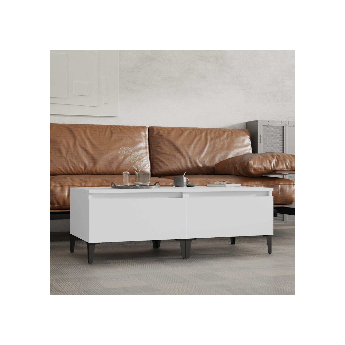 Tables d'appoint 2 pcs Blanc 50x46x35 cm Bois d'ingénierie