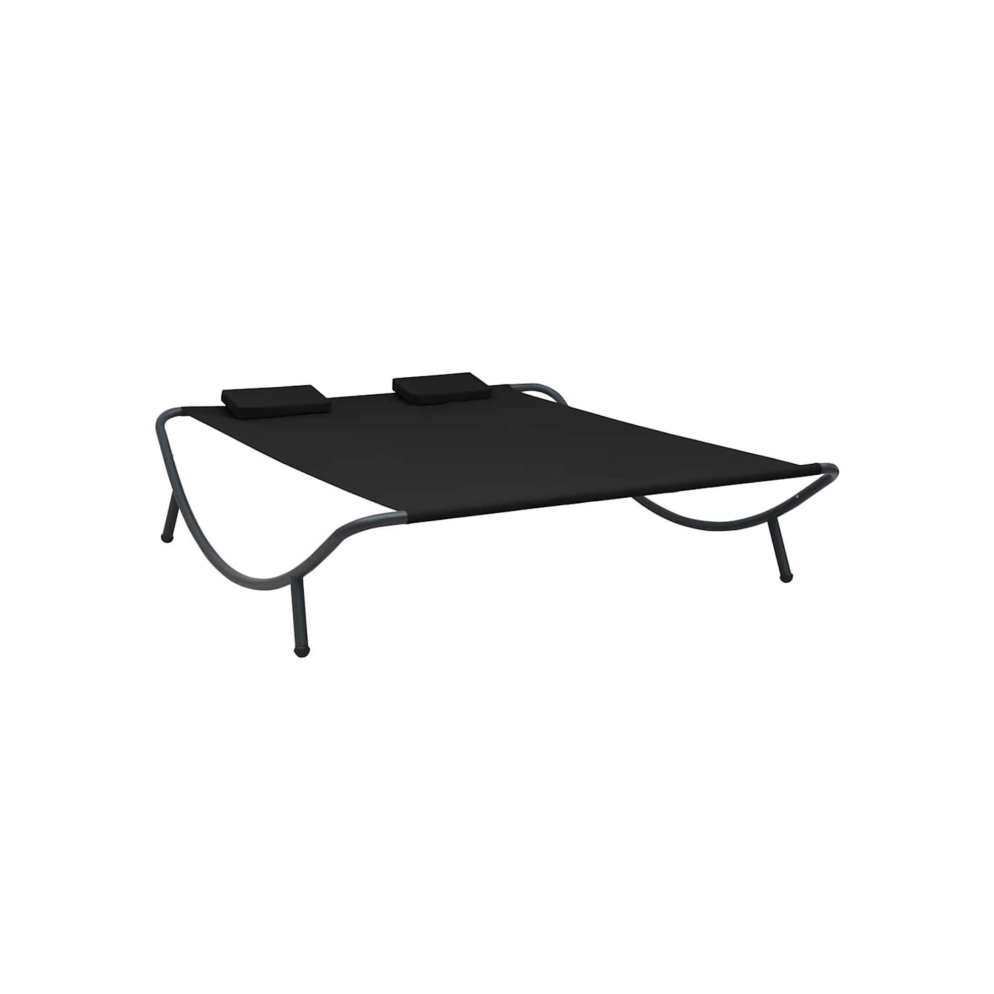 Chaise longue d'extérieur tissu noir