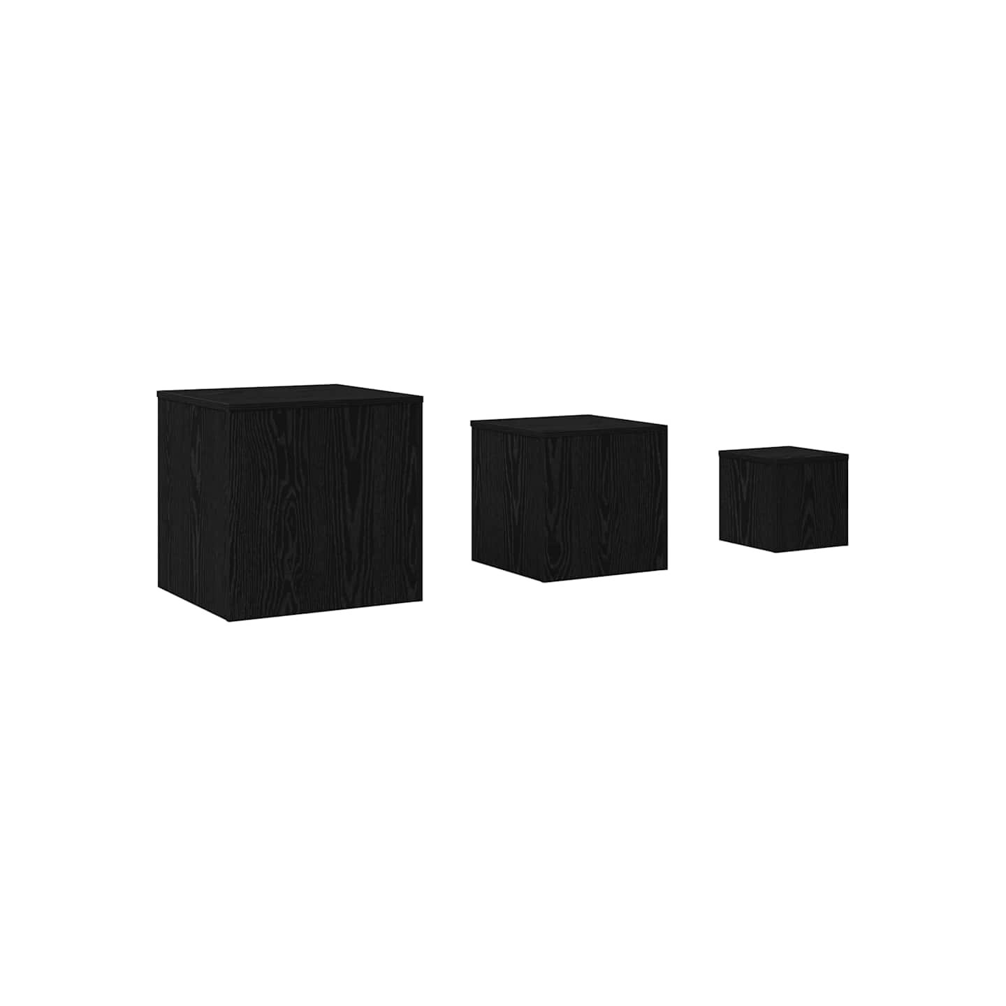 Table Gigogne 3 pc Chêne noir 45 x 45 x 45 cm Bois d'ingénierie