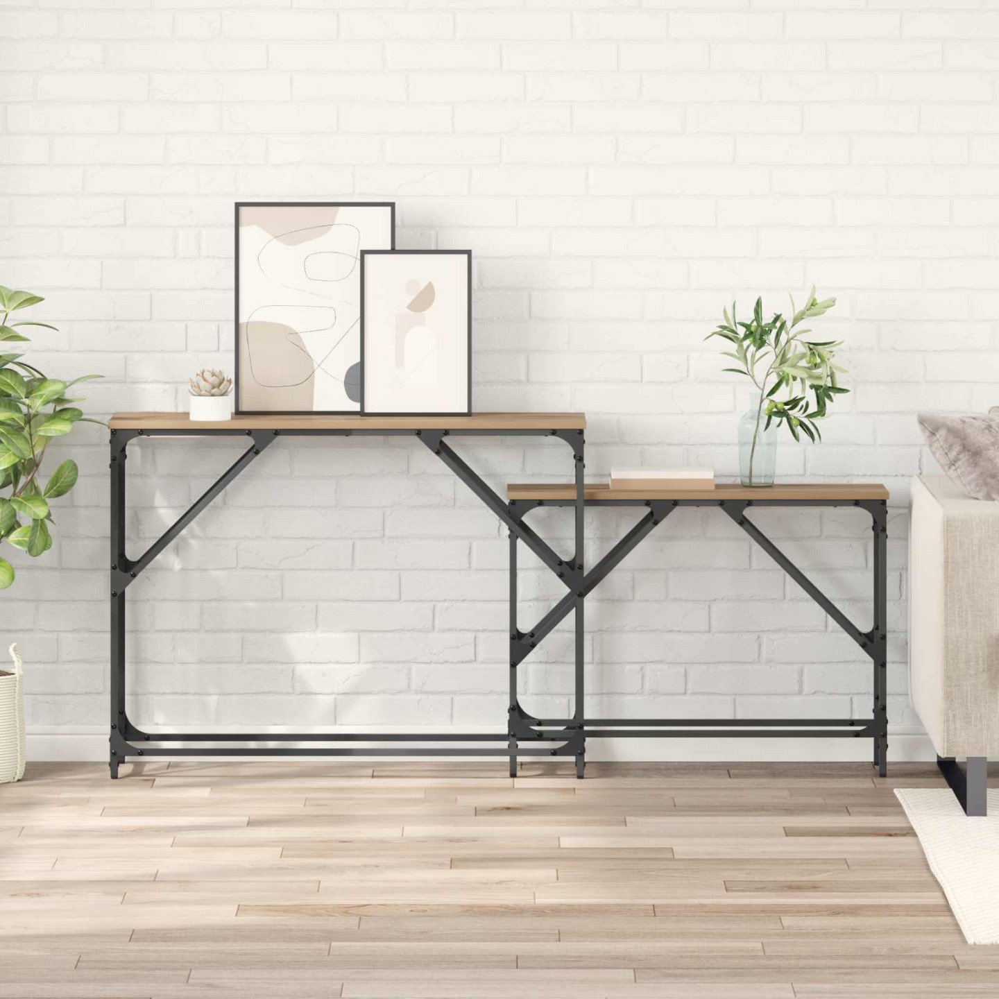 Table console 2 pc Chêne artisanal 100 x 28 x 75 cm