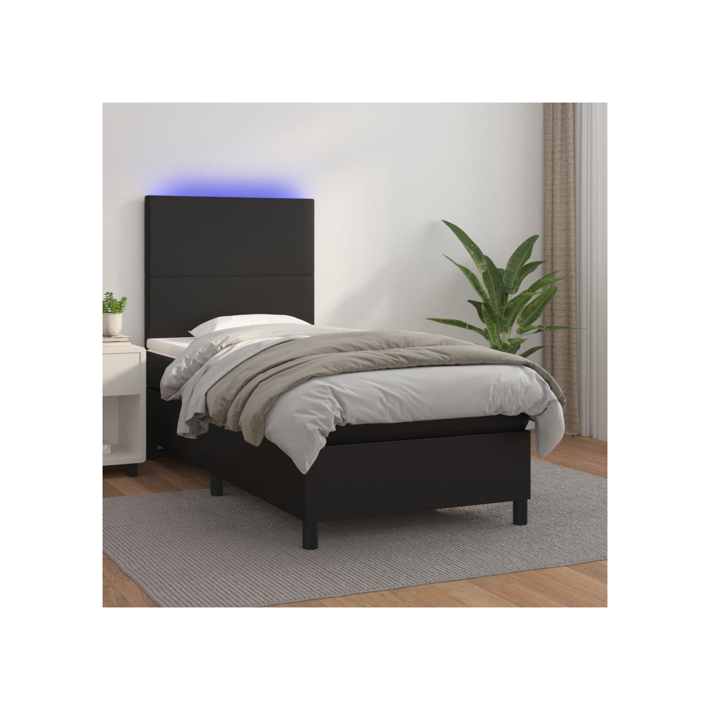 Sommier à lattes de lit avec matelas et LED Noir 90x190 cm