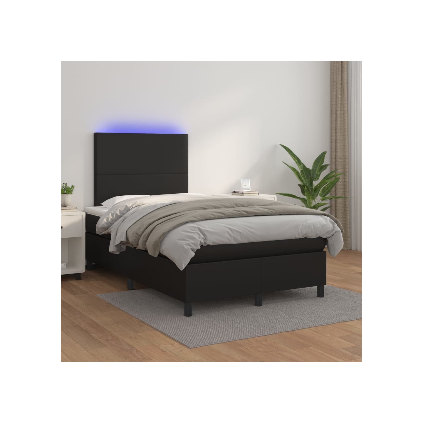 Sommier à lattes de lit avec matelas et LED Noir 120x200 cm