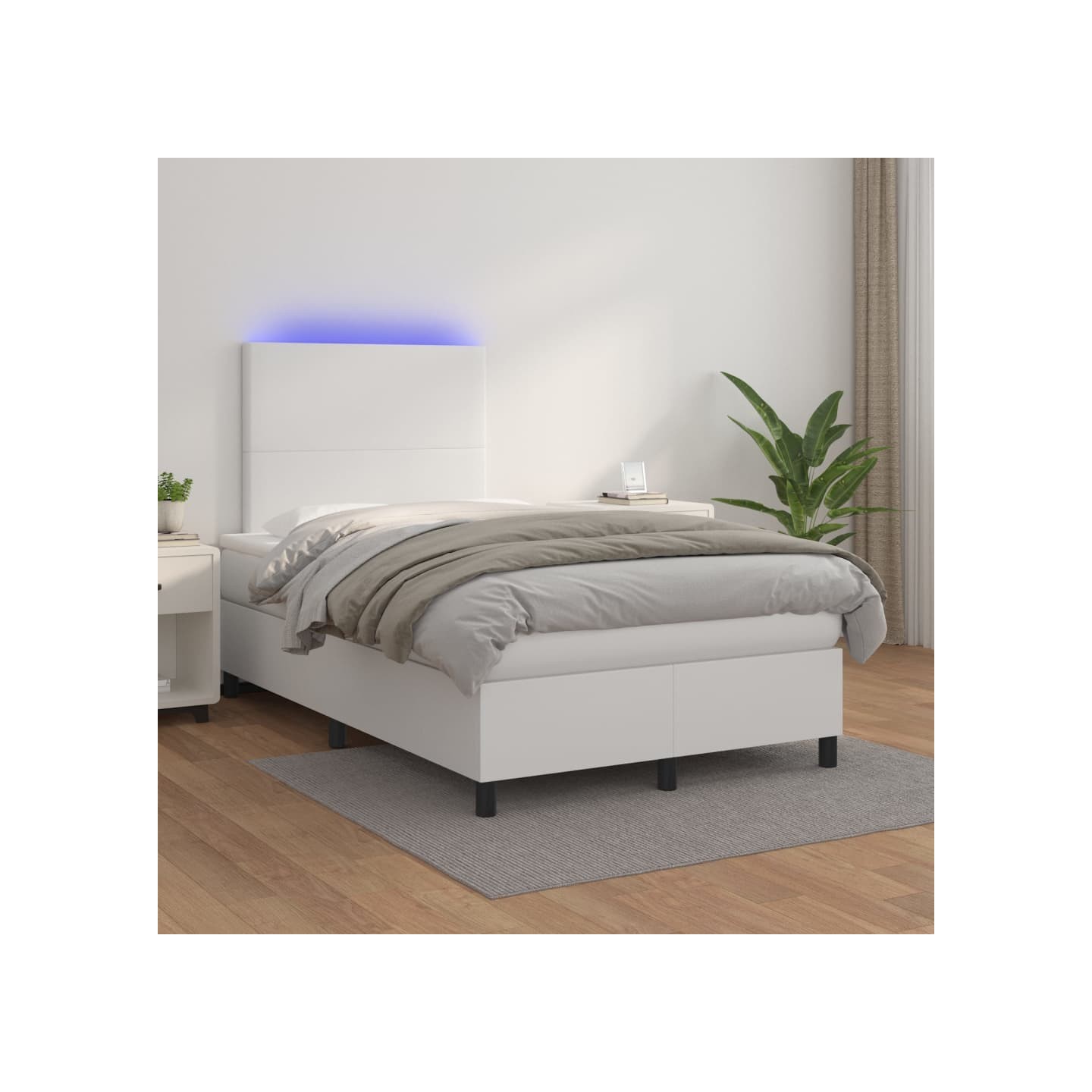 Sommier à lattes de lit avec matelas et LED Blanc 120x200 cm