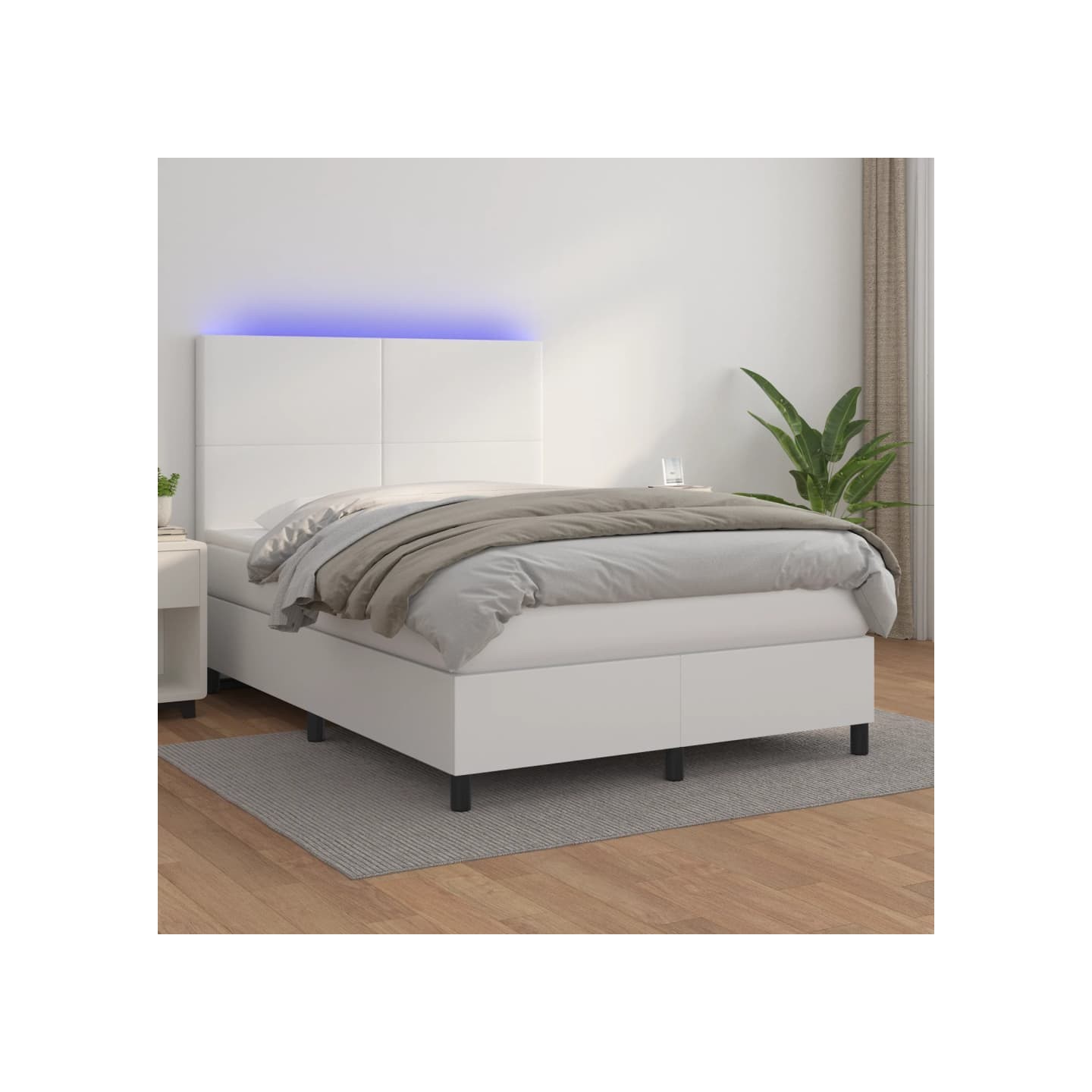 Sommier à lattes de lit avec matelas et LED Blanc 140x200 cm
