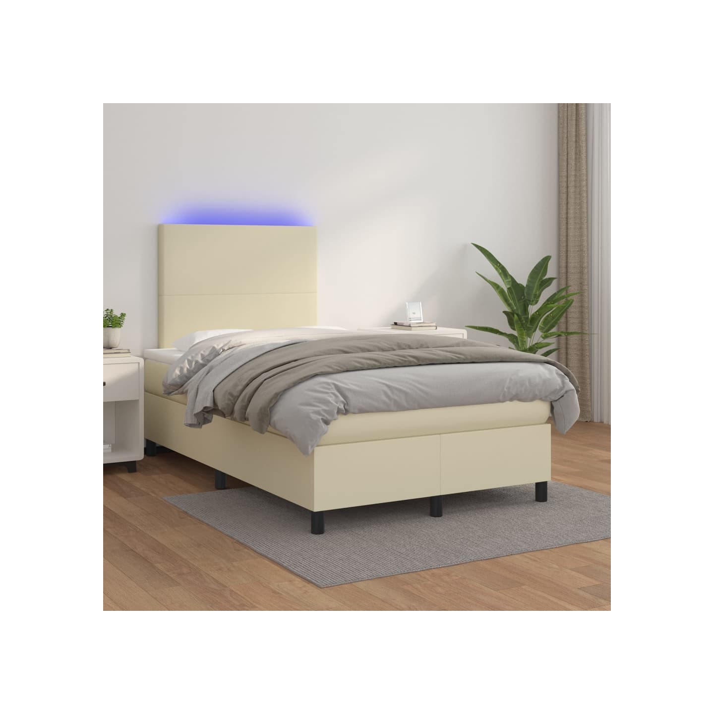 Sommier à lattes de lit avec matelas et LED Crème 120x200 cm