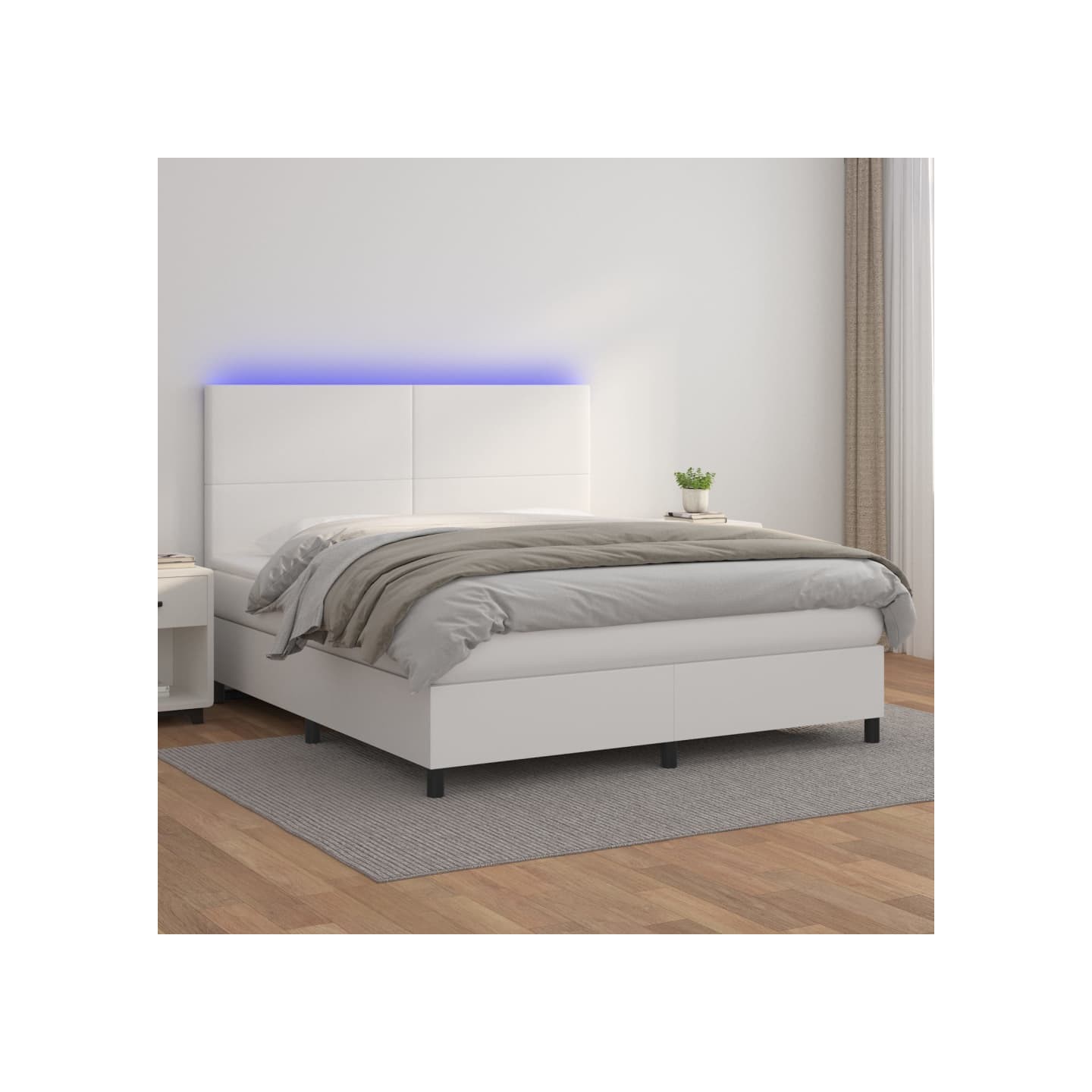 Sommier à lattes de lit avec matelas et LED Blanc 160x200 cm