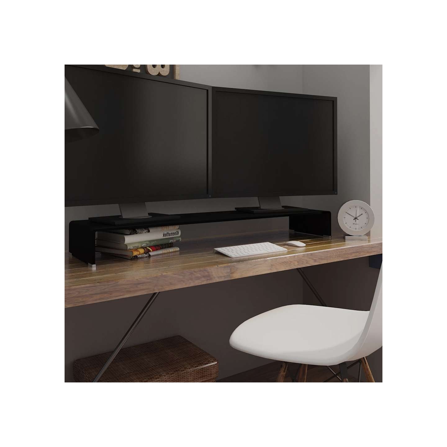 Meuble TV/support pour moniteur 120x30x13 cm verre noir