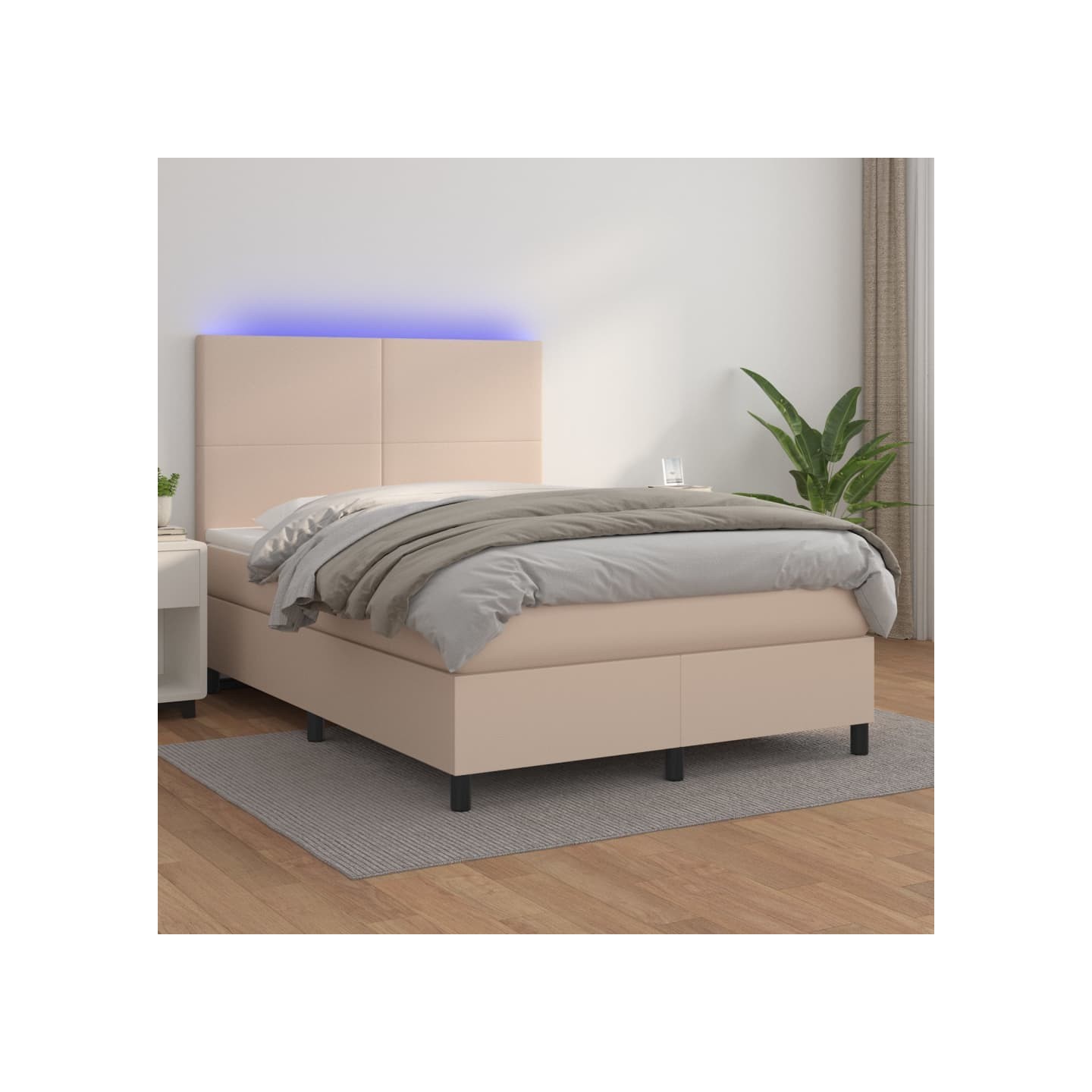 Sommier à lattes de lit avec matelas LED Cappuccino 140x200 cm