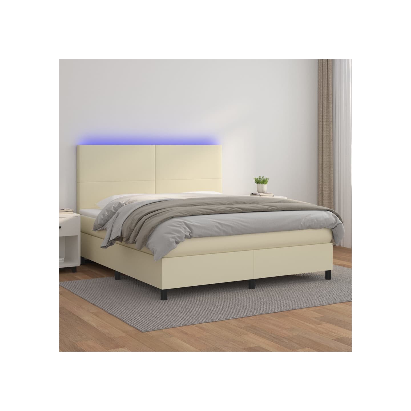 Sommier à lattes de lit avec matelas et LED Crème 160x200 cm