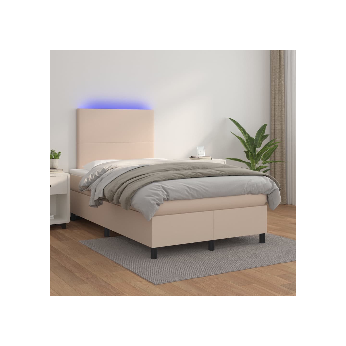 Sommier à lattes de lit avec matelas LED Cappuccino 120x200 cm