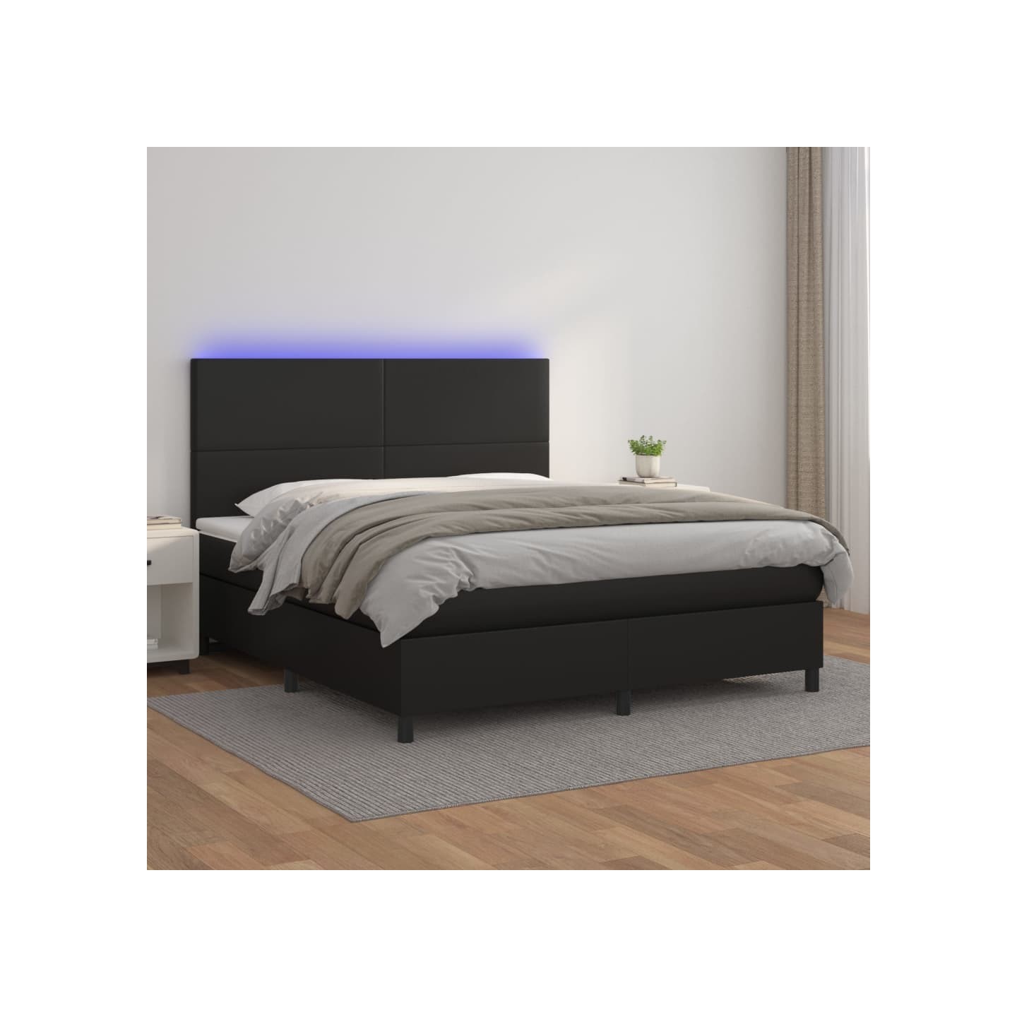 Sommier à lattes de lit avec matelas et LED Noir 160x200 cm
