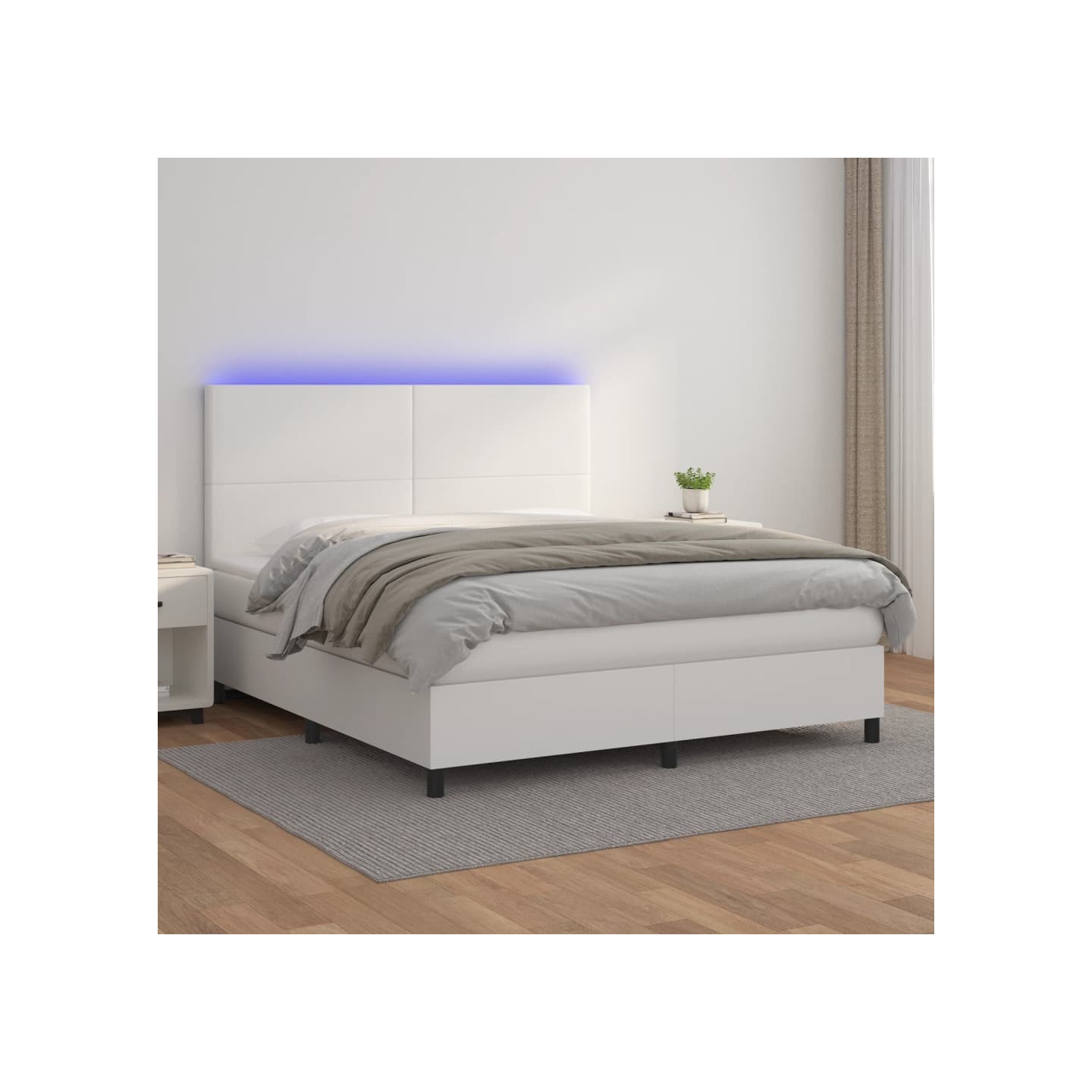 Sommier à lattes de lit avec matelas et LED Blanc 180x200 cm