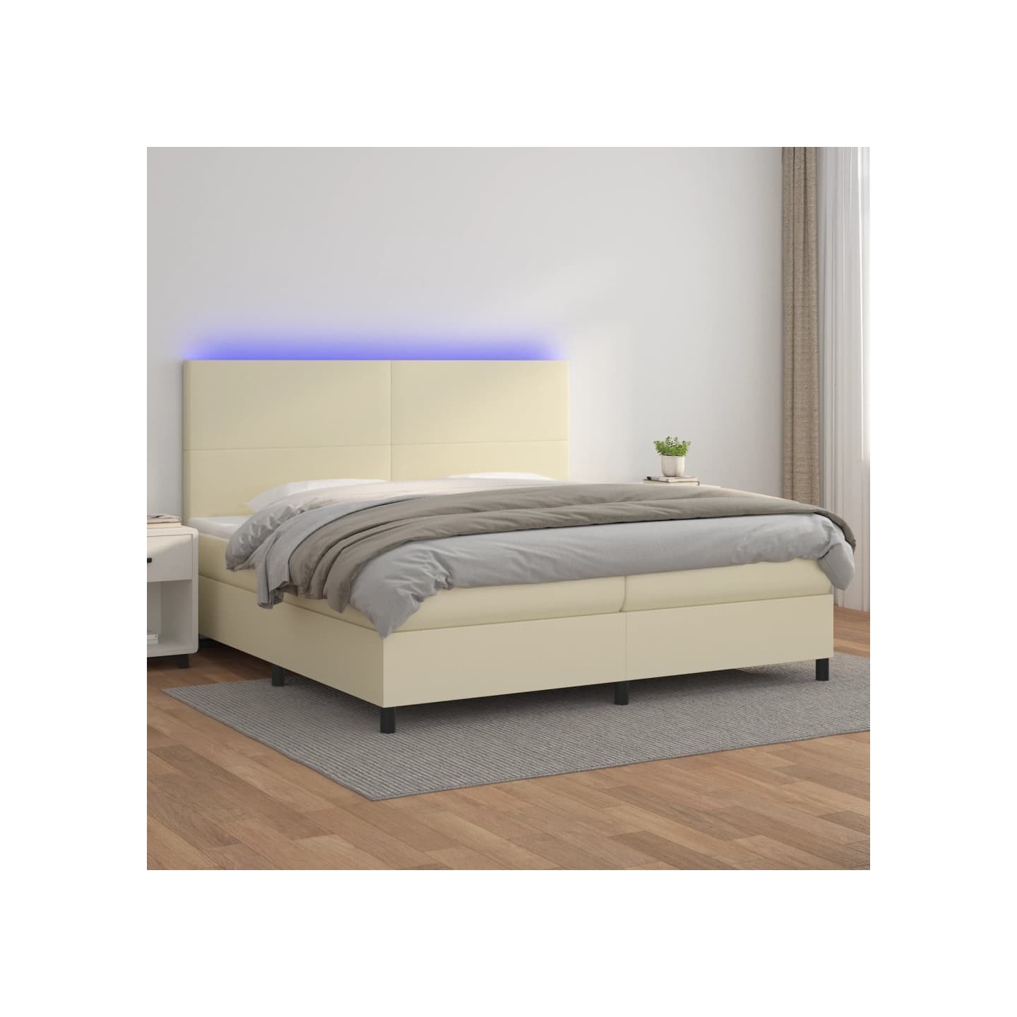 Sommier à lattes de lit avec matelas et LED Crème 200x200 cm