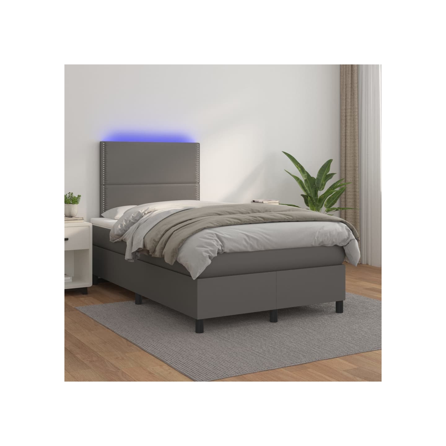 Sommier à lattes de lit avec matelas et LED Gris 120x200 cm