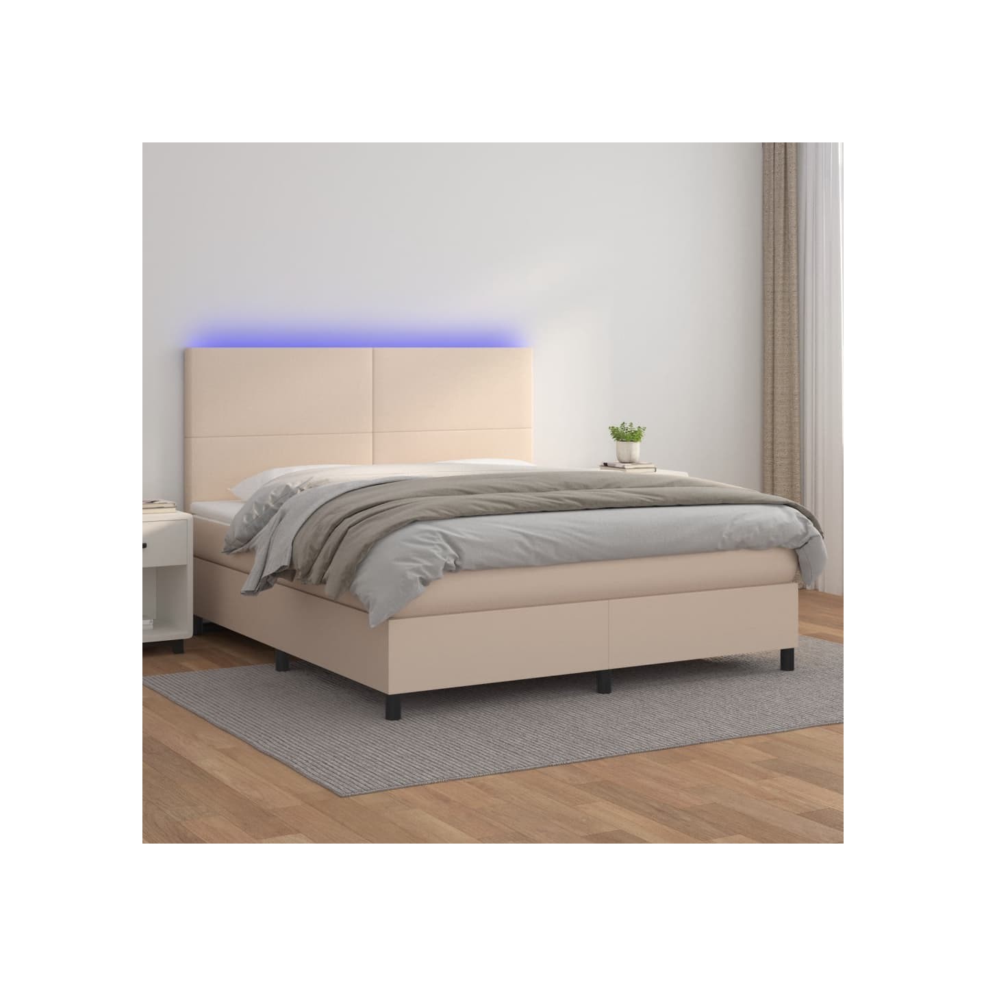 Sommier à lattes de lit avec matelas LED Cappuccino 160x200 cm