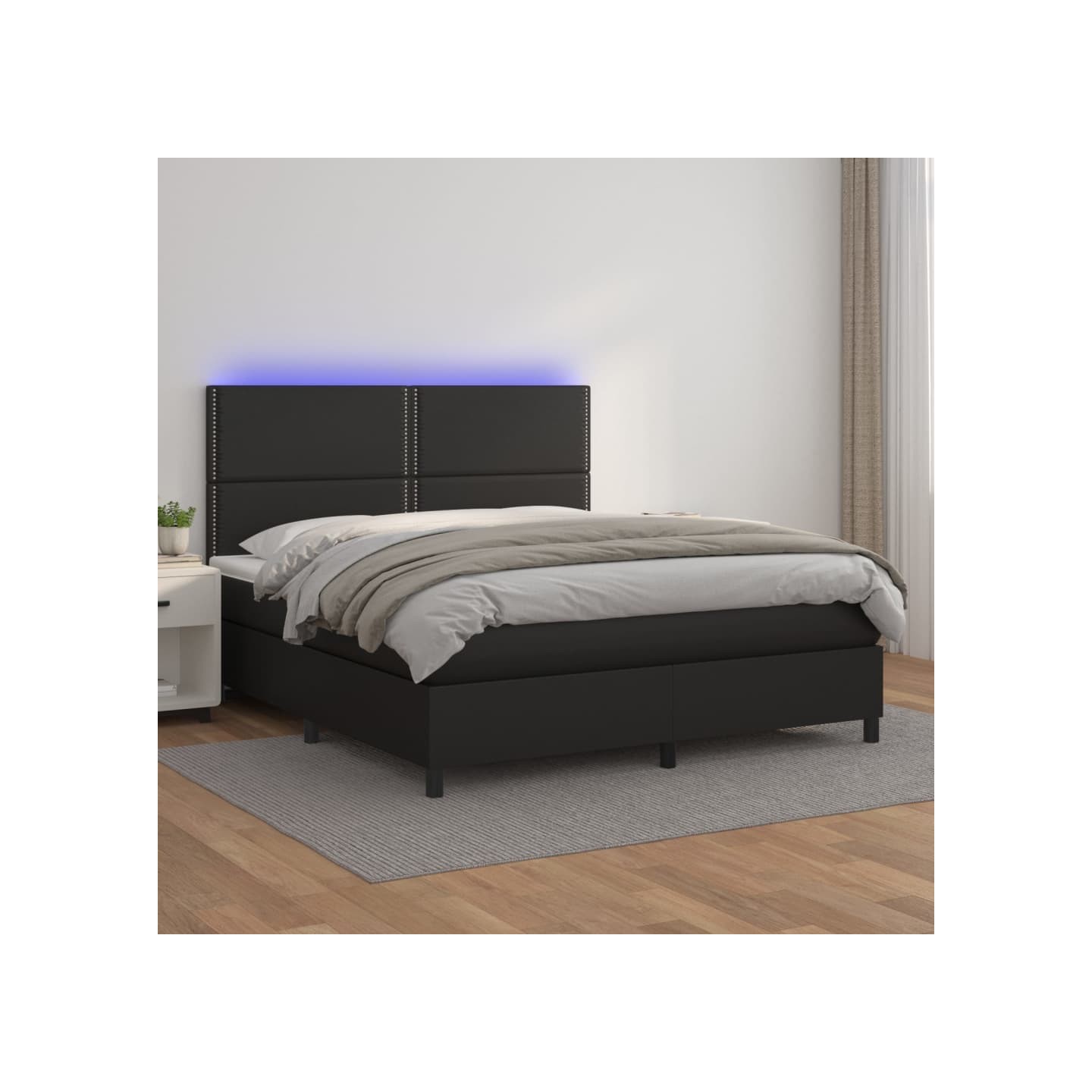 Sommier à lattes de lit avec matelas et LED Noir 180x200 cm
