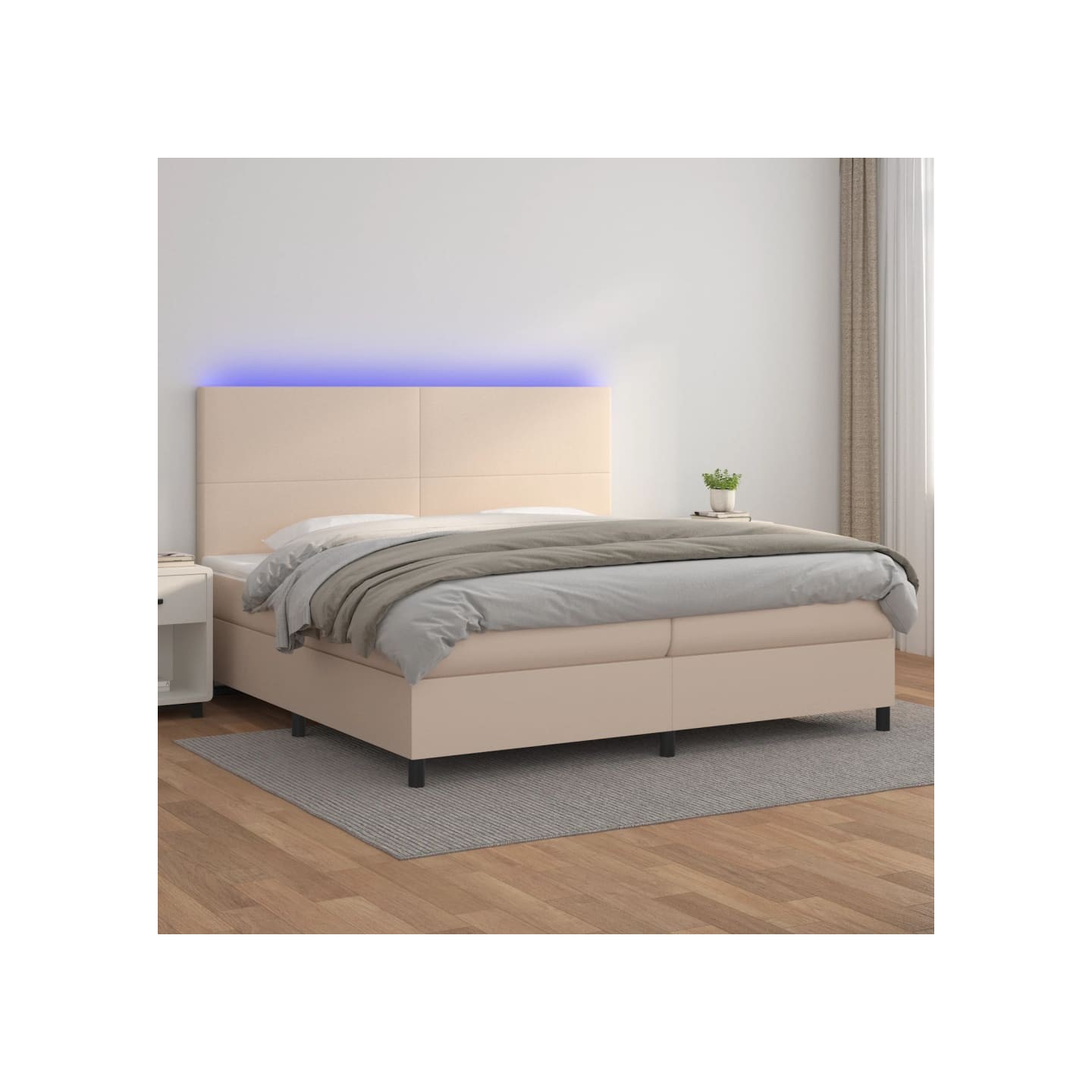 Sommier à lattes de lit avec matelas LED Cappuccino 200x200 cm
