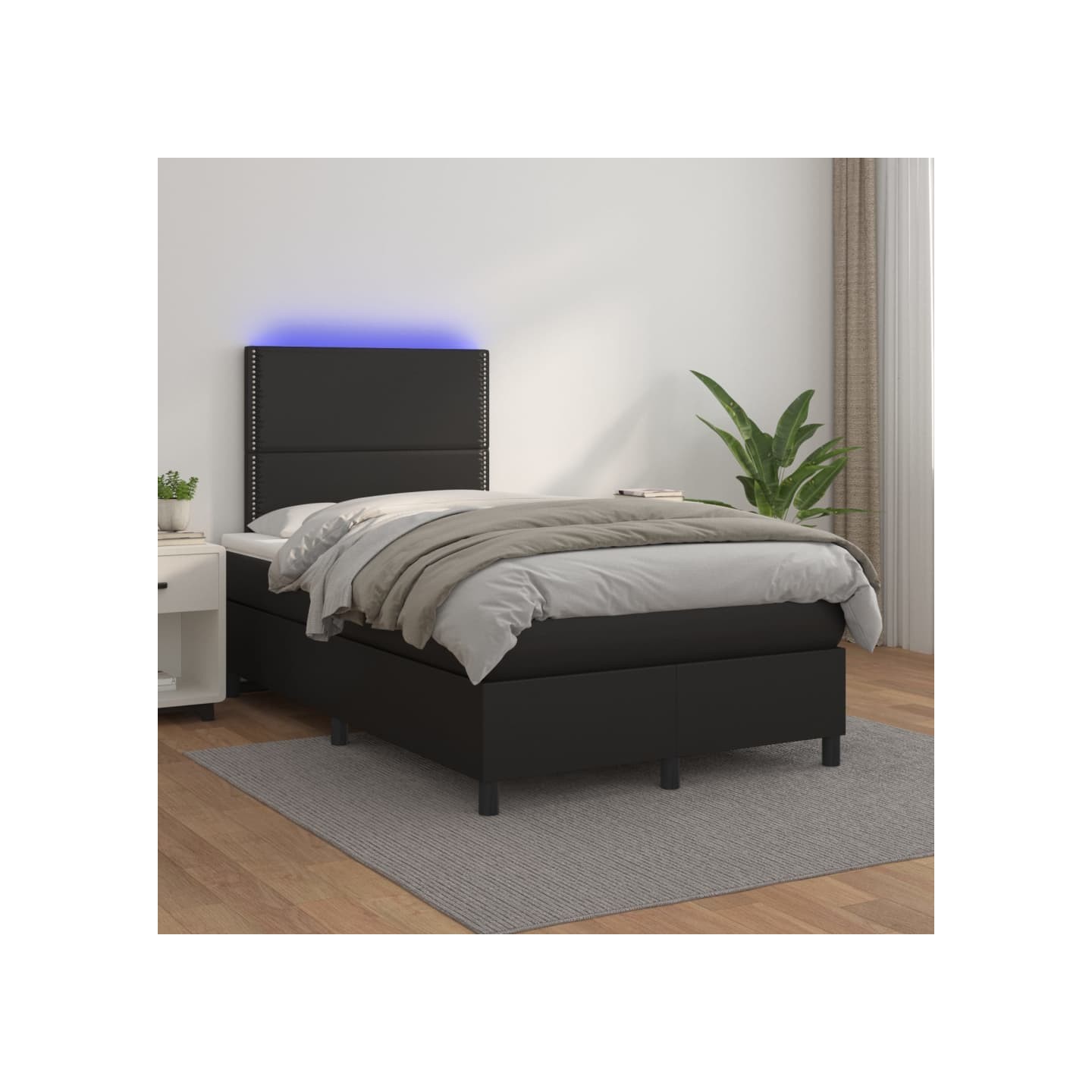 Sommier à lattes de lit avec matelas et LED Noir 120x200 cm