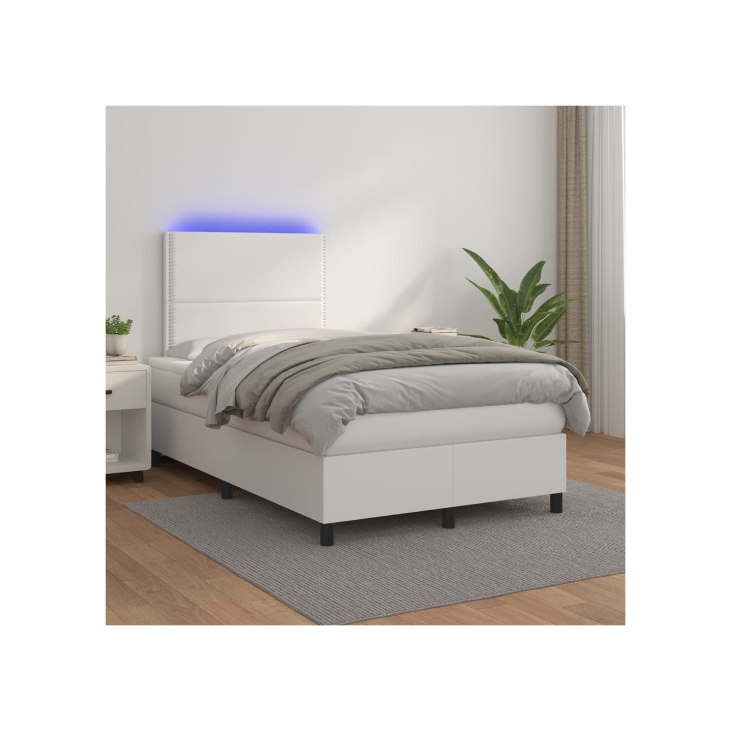 Sommier à lattes de lit avec matelas et LED Blanc 120x200 cm