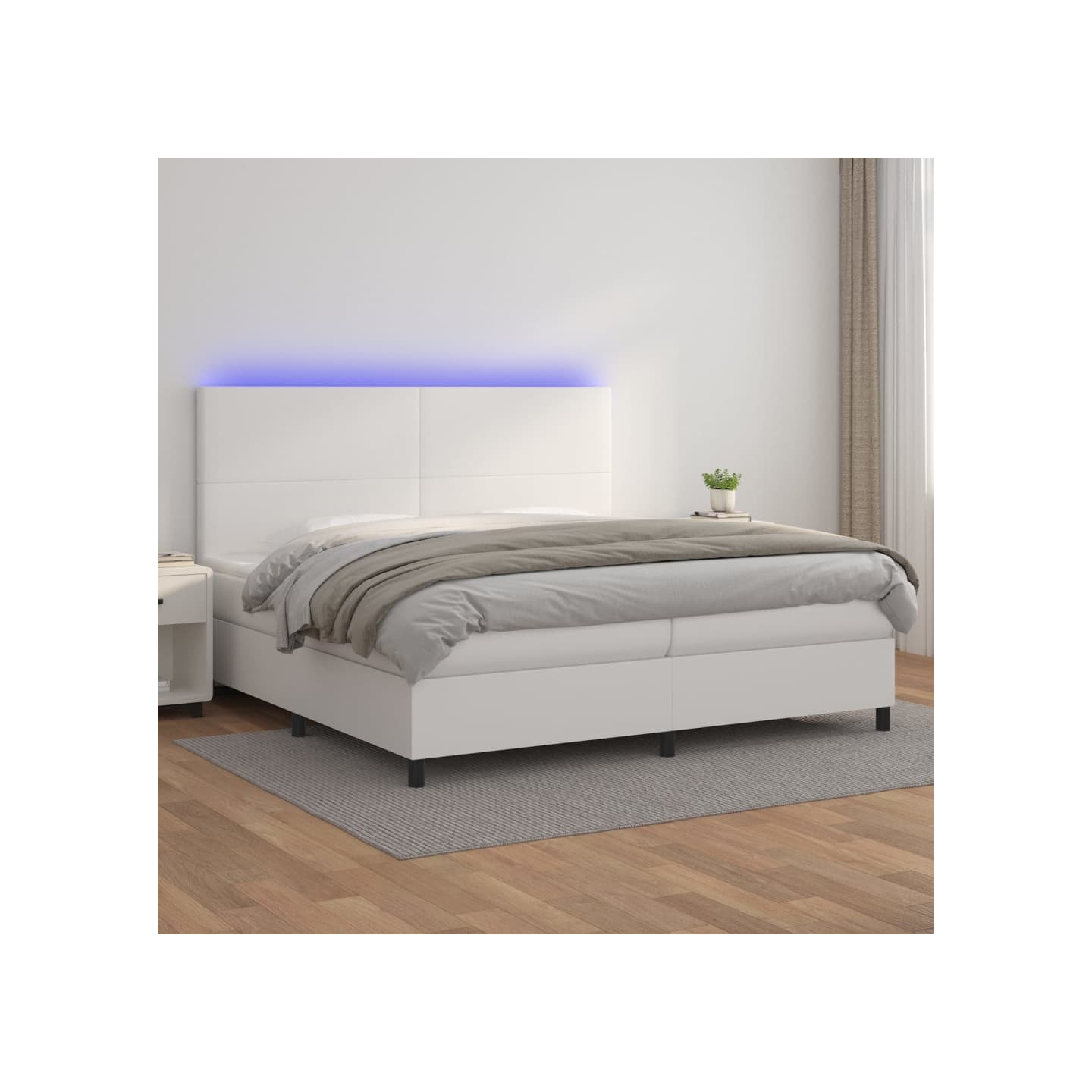 Sommier à lattes de lit avec matelas et LED Blanc 200x200 cm