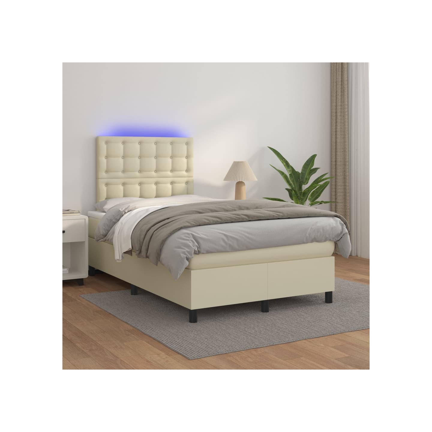 Sommier à lattes de lit avec matelas et LED Crème 120x200 cm