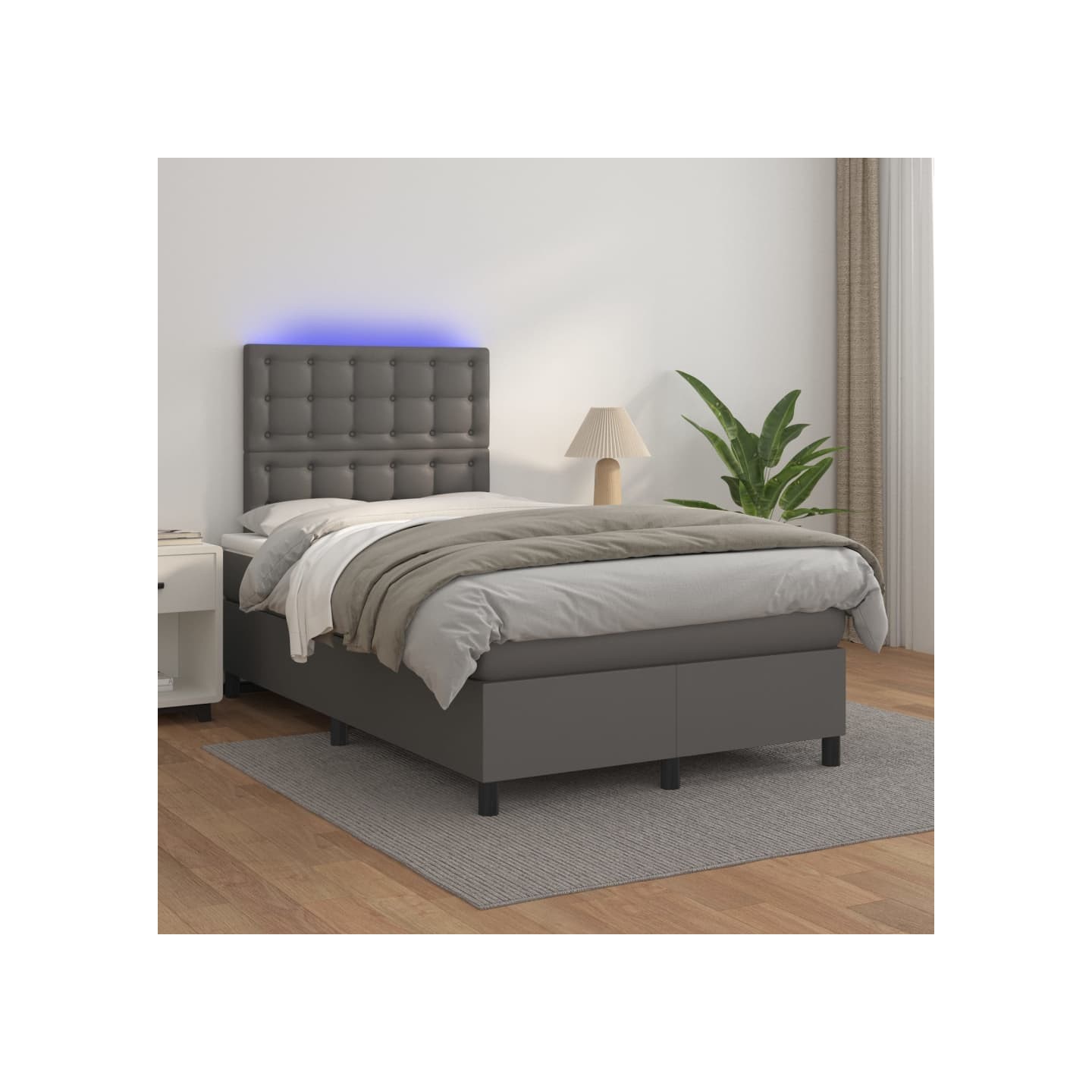 Sommier à lattes de lit avec matelas et LED Gris 120x200 cm