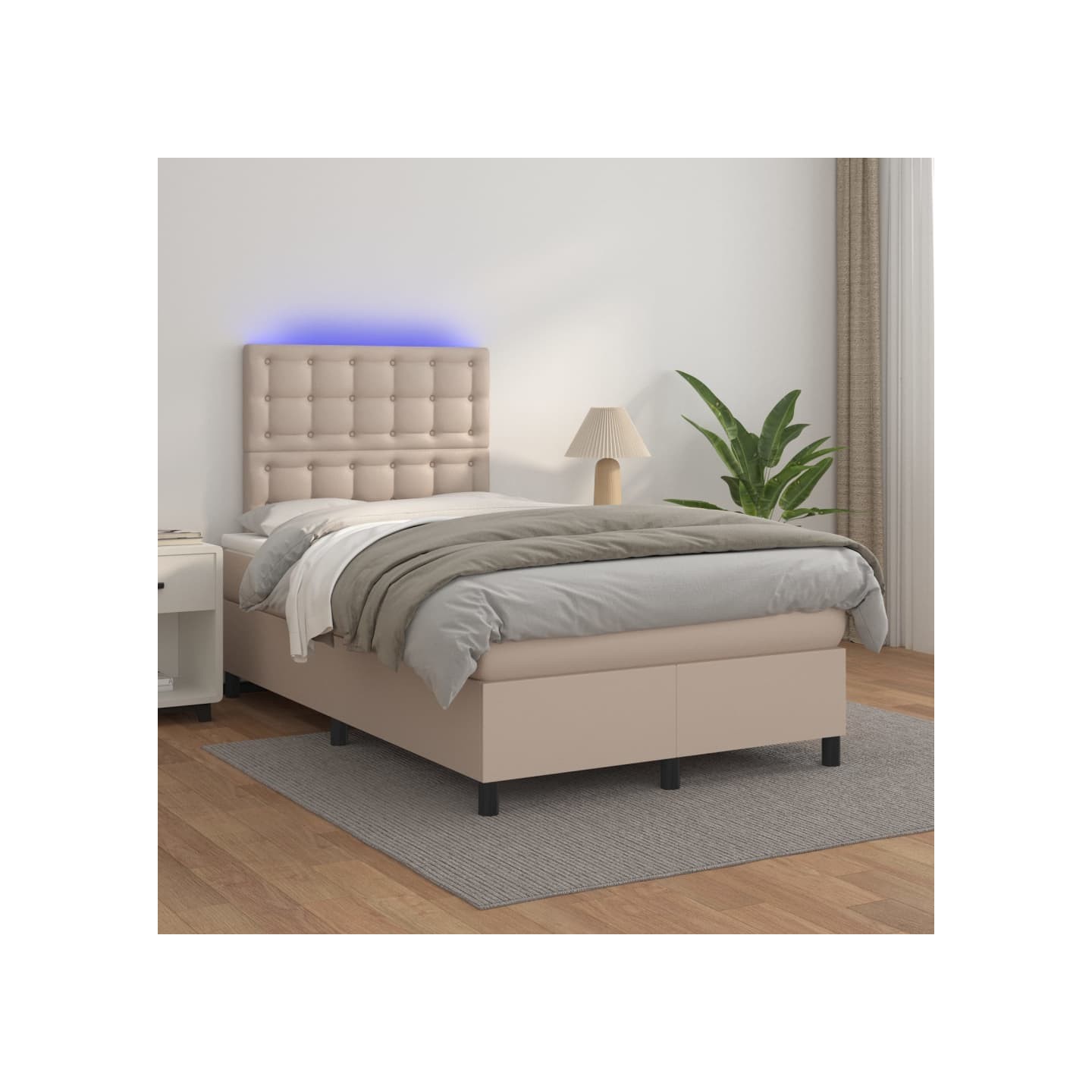 Sommier à lattes de lit avec matelas LED Cappuccino 120x200 cm