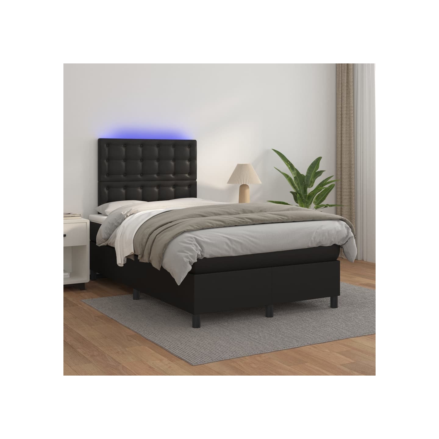 Sommier à lattes de lit avec matelas et LED Noir 120x200 cm