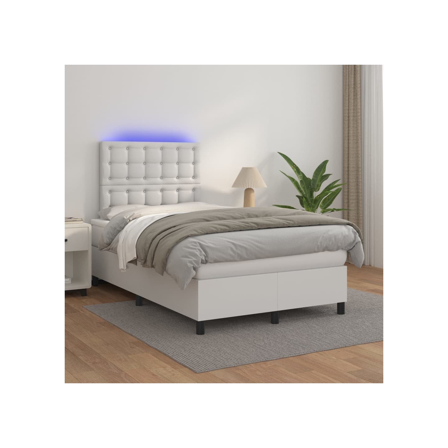 Sommier à lattes de lit avec matelas et LED Blanc 120x200 cm