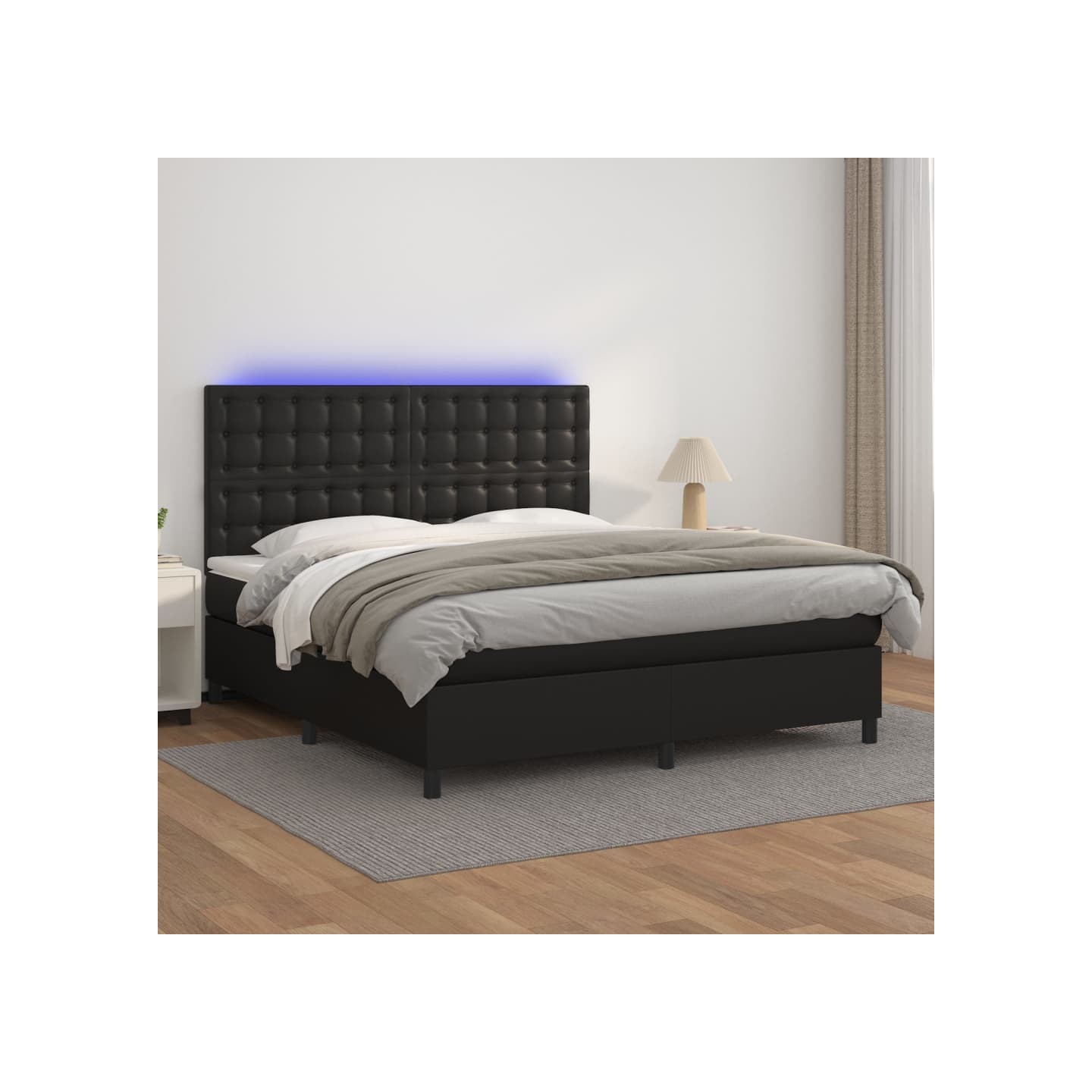 Sommier à lattes de lit avec matelas et LED Noir 160x200 cm