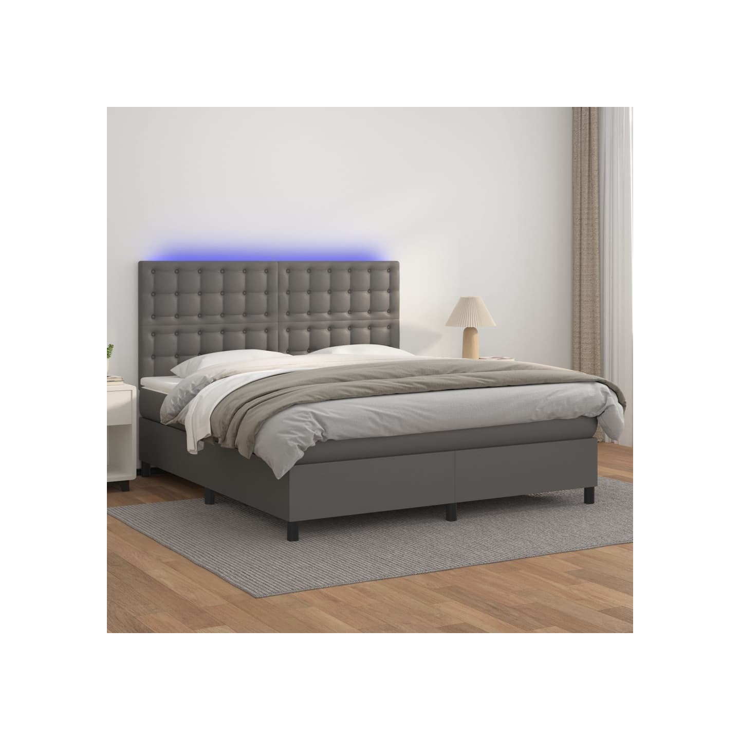 Sommier à lattes de lit avec matelas et LED Gris 160x200 cm