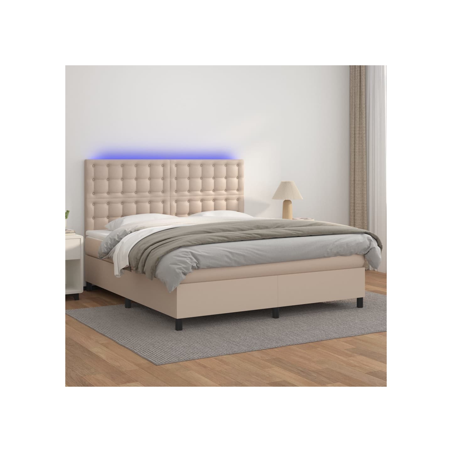 Sommier à lattes de lit avec matelas LED Cappuccino 160x200 cm
