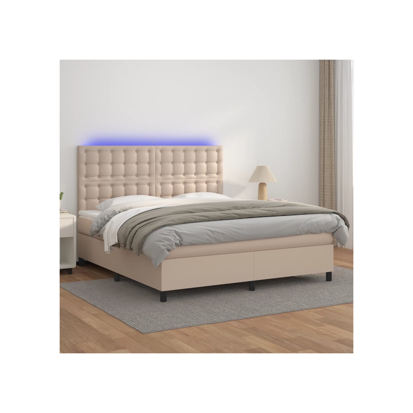 Sommier à lattes de lit avec matelas LED Cappuccino 180x200 cm