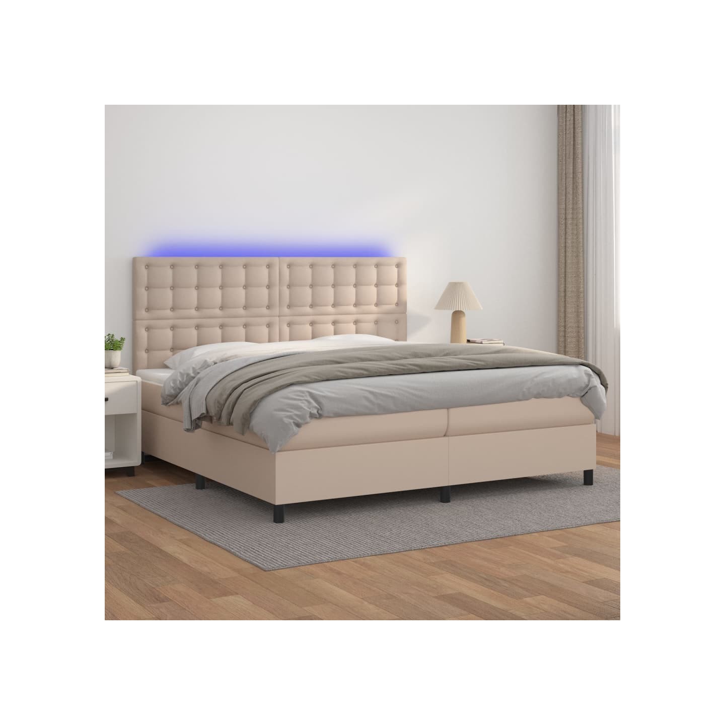 Sommier à lattes de lit avec matelas LED Cappuccino 200x200 cm