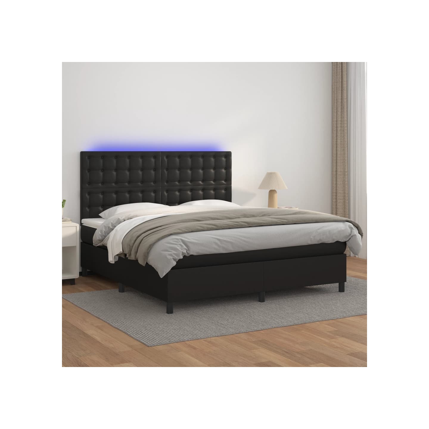 Sommier à lattes de lit avec matelas et LED Noir 180x200 cm