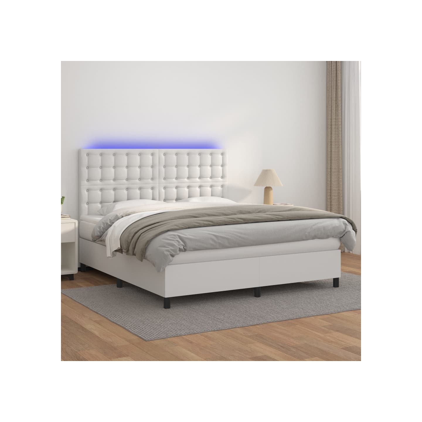 Sommier à lattes de lit avec matelas et LED Blanc 180x200 cm