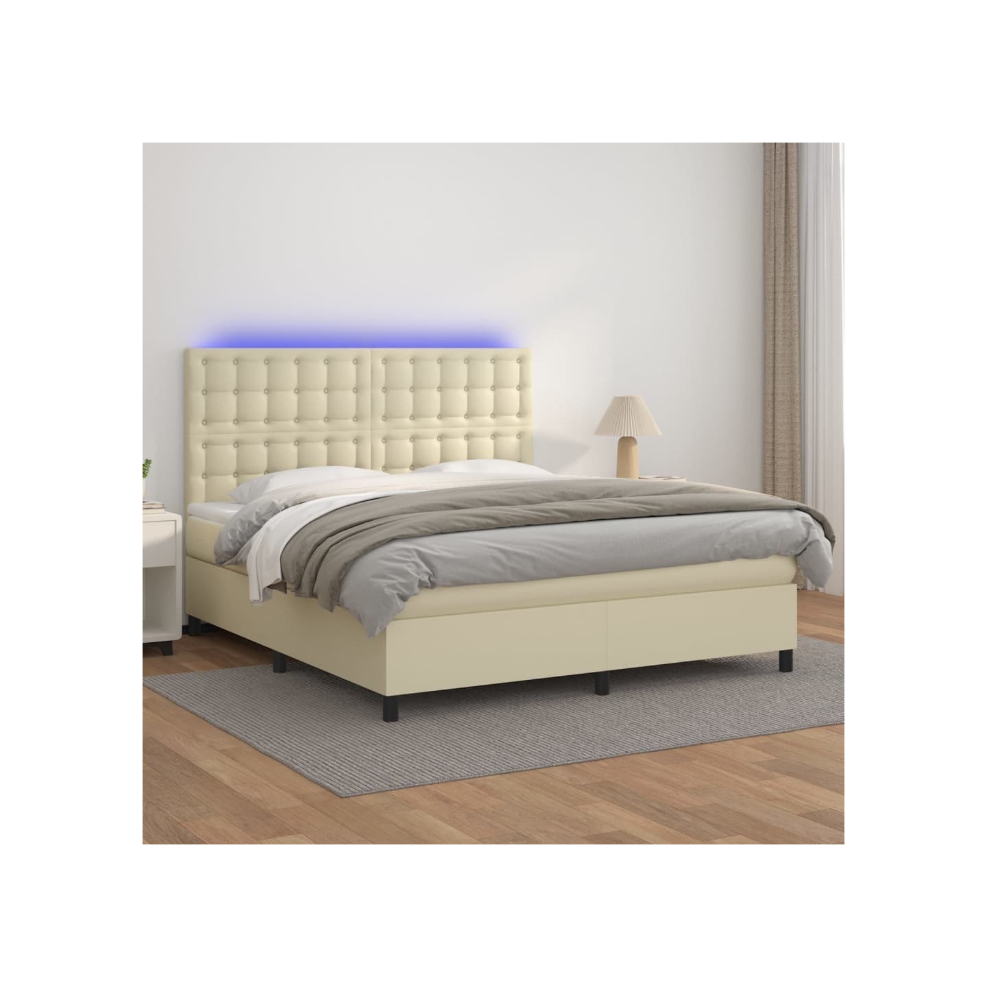 Sommier à lattes de lit avec matelas et LED Crème 180x200 cm