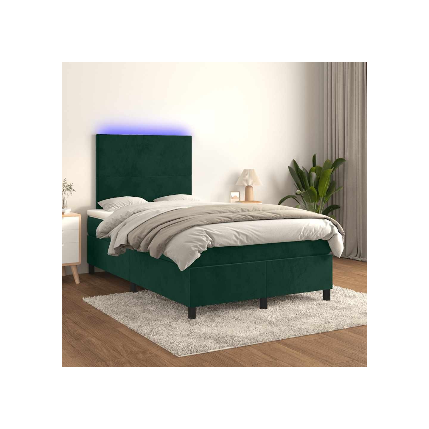 Sommier à lattes de lit avec matelas LED Vert foncé 120x200 cm