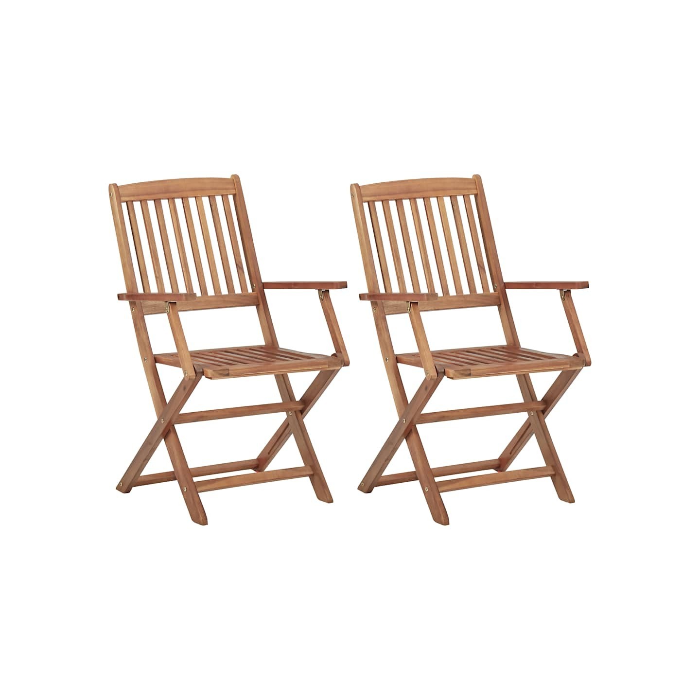 Chaises pliantes 2 pièces en bois d'acacia massif