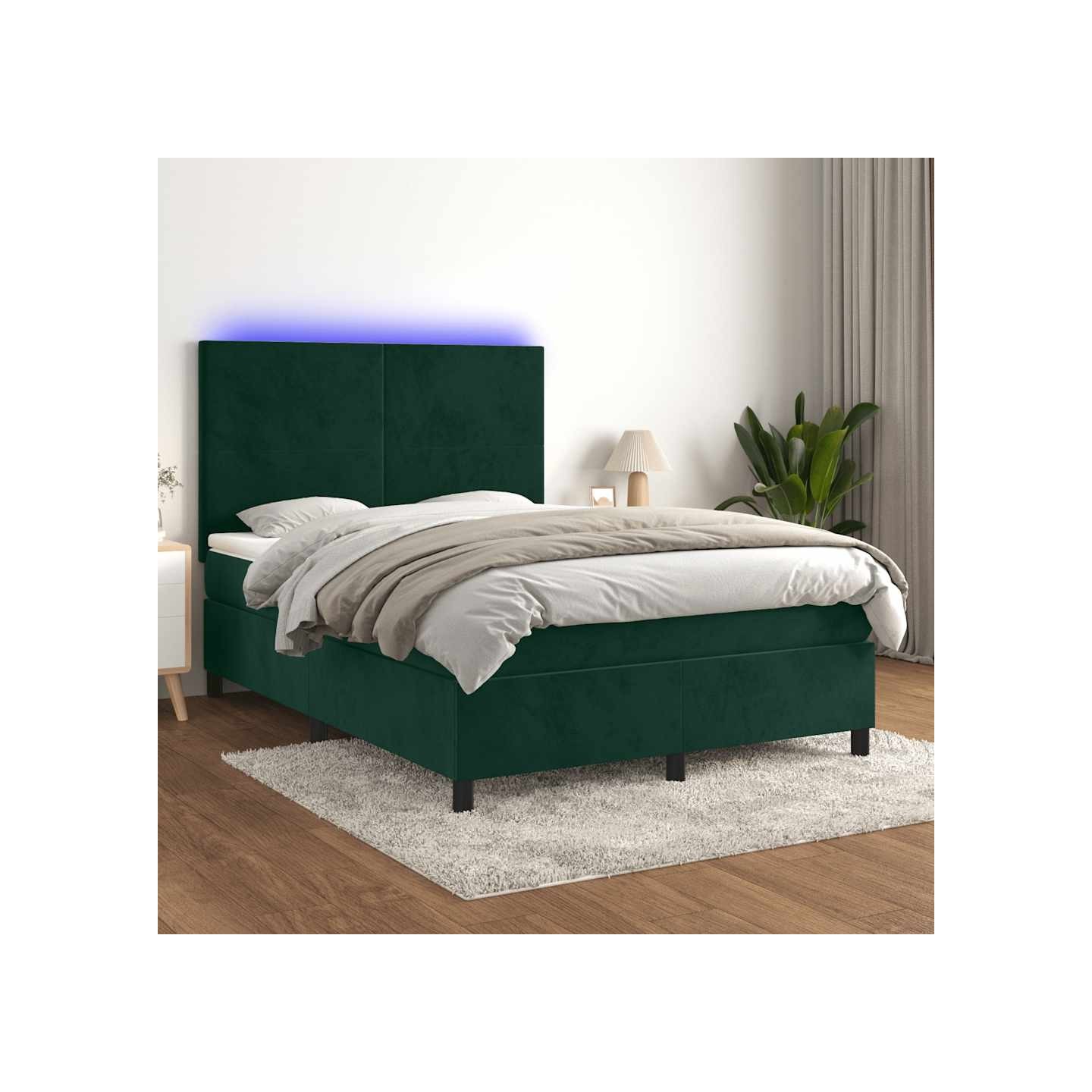 Sommier à lattes de lit avec matelas LED Vert foncé 140x190 cm