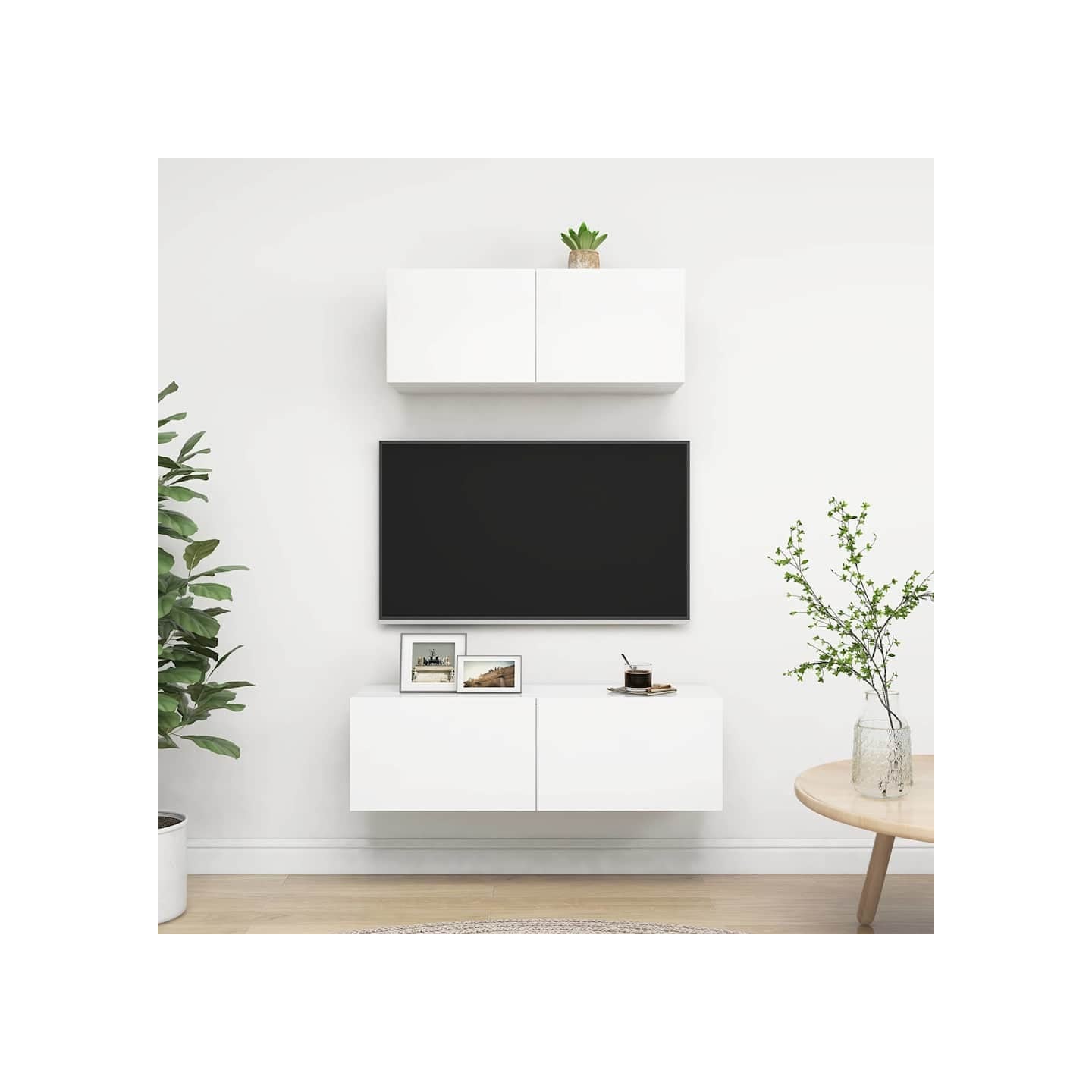 Ensemble de meubles TV 2 pcs Blanc Bois d'ingénierie