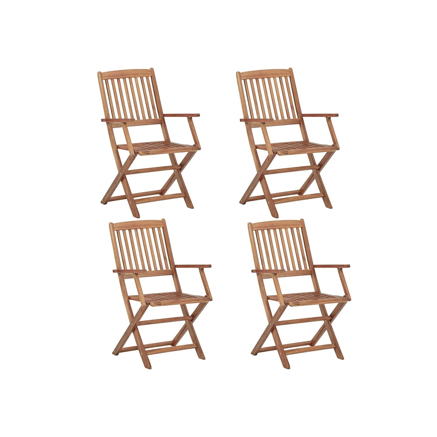 Chaises pliantes 4 pièces en bois d'acacia massif
