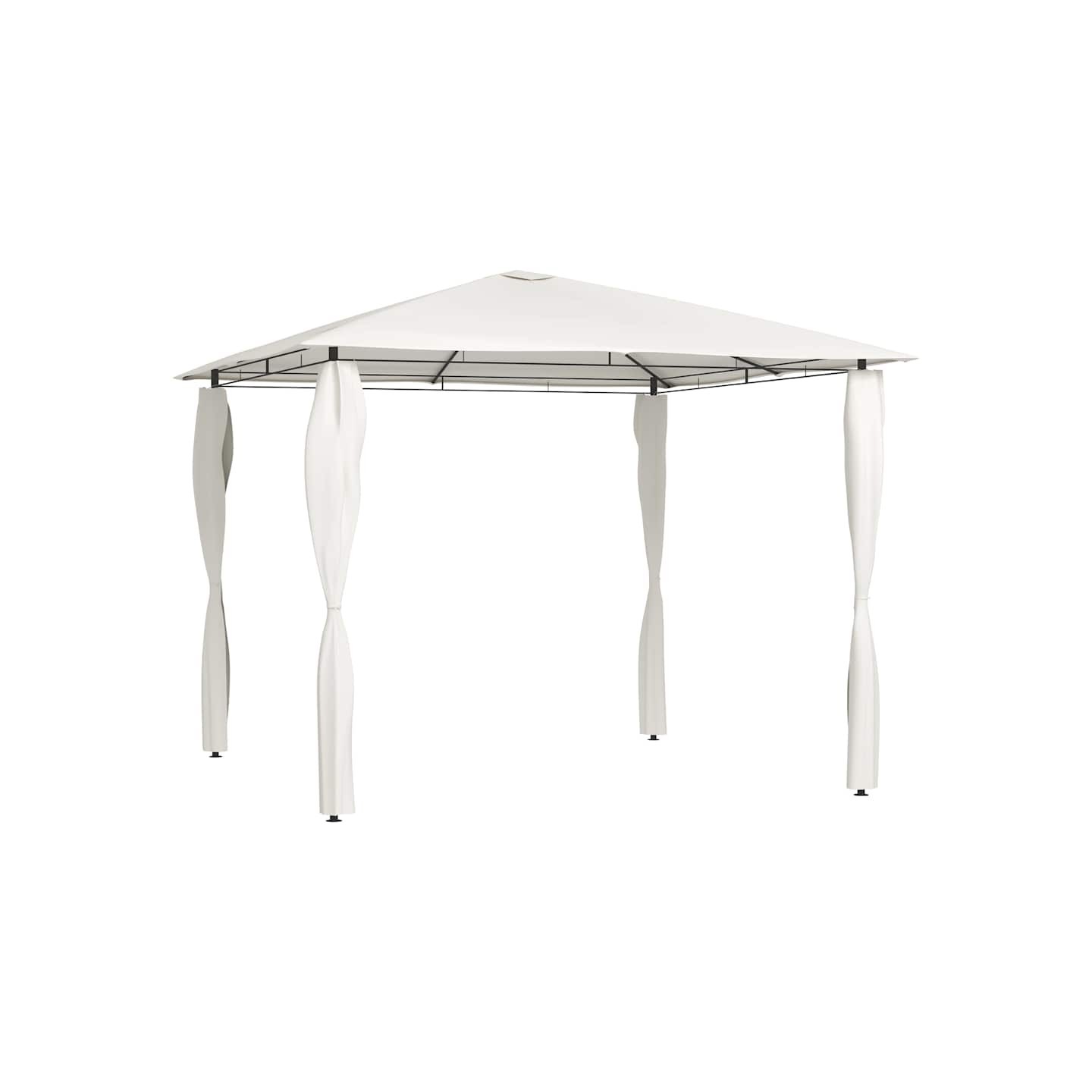 Belvédère avec revêtement de poteaux 3x3x2,6 m Crème 160 g/m²