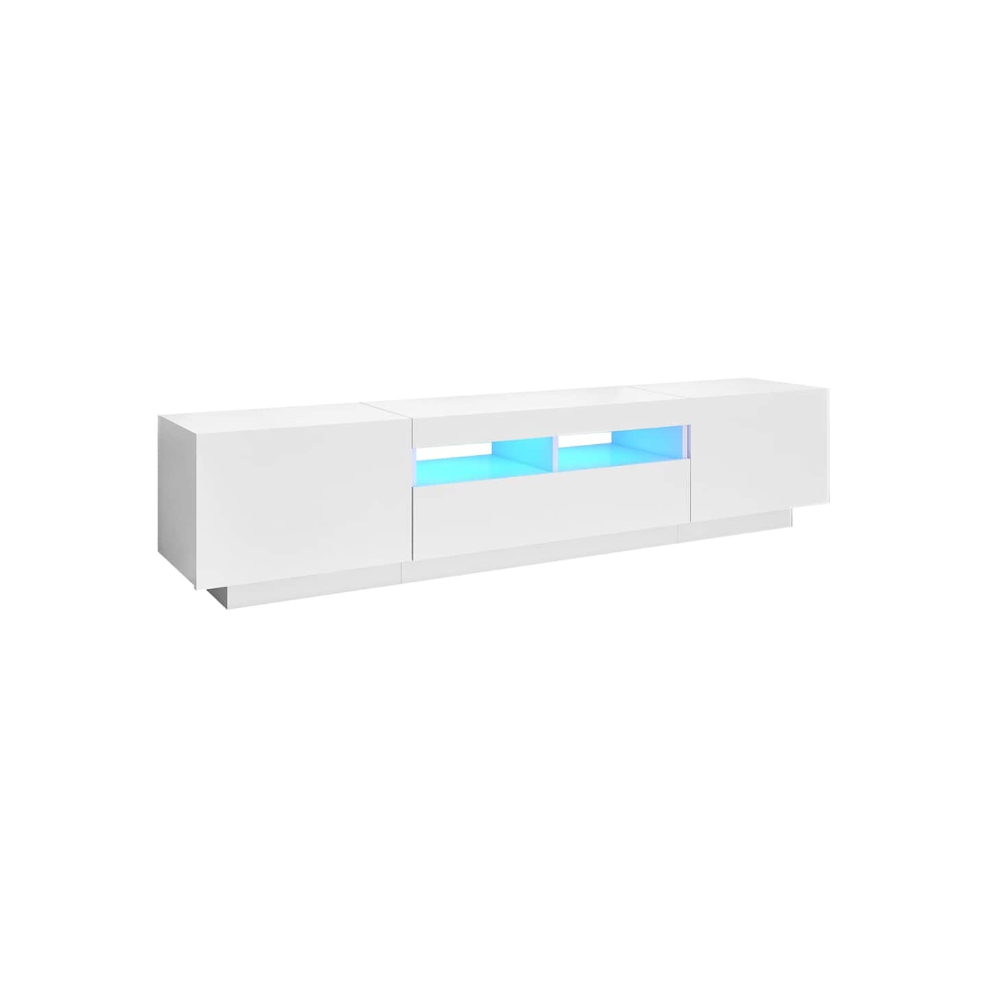 Meuble TV avec lumières LED Blanc 180x35x40 cm