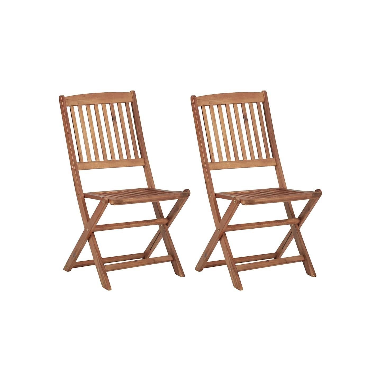 Chaises pliantes 2 pièces en bois d'acacia massif