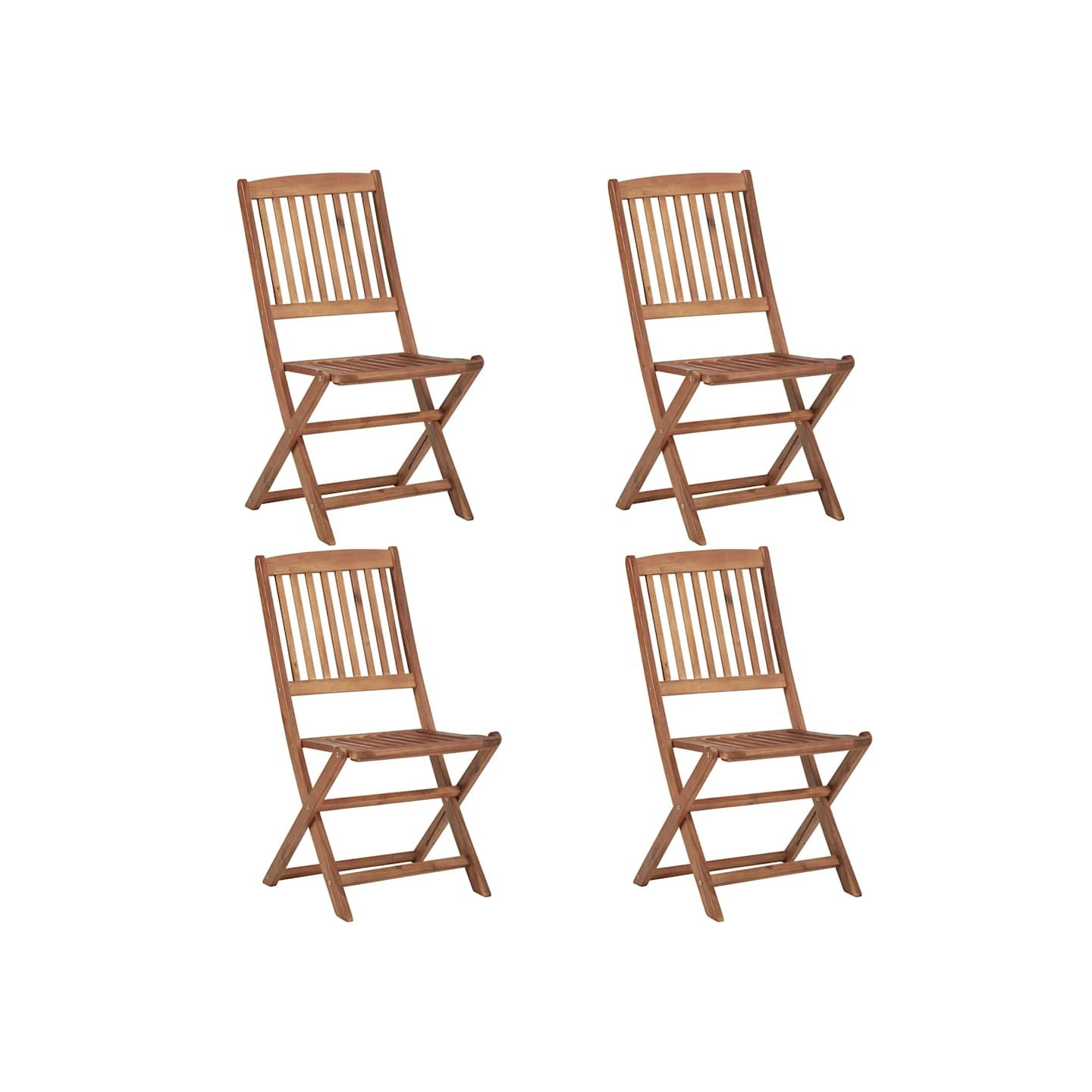 Chaises pliantes 4 pièces en bois d'acacia massif